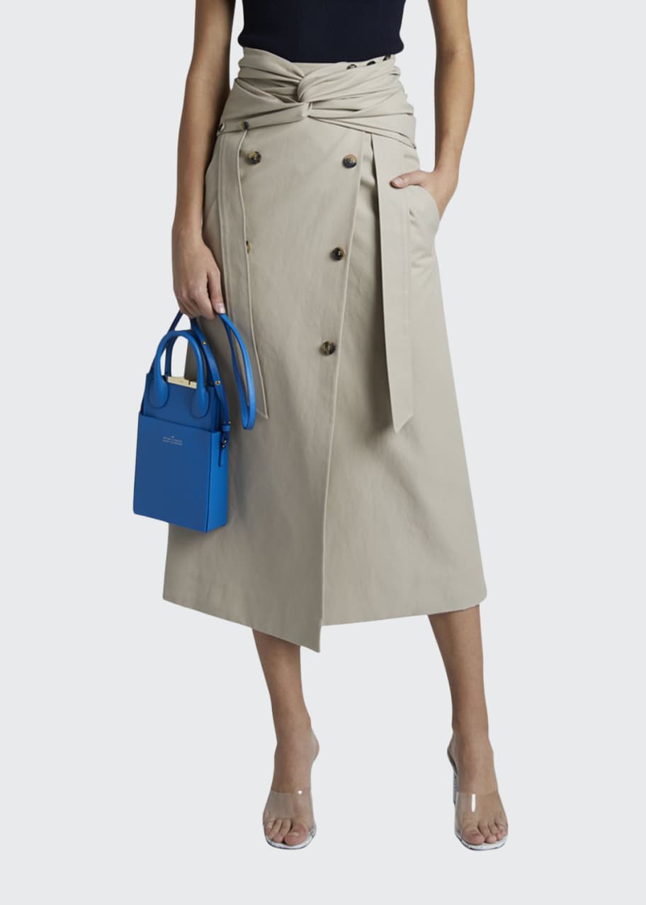 Image 1 of 1: High-waist Twist Wrap Midi Skirt