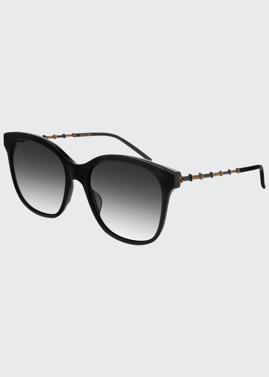 Gucci Square Acetate Bamboo Effect Arms Sunglasses Bergdorf Goodman