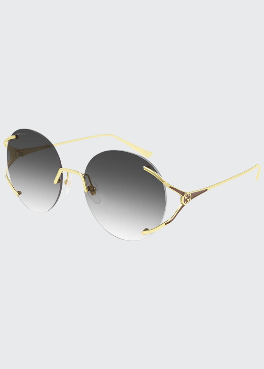 Gucci round rimless sunglasses best sale