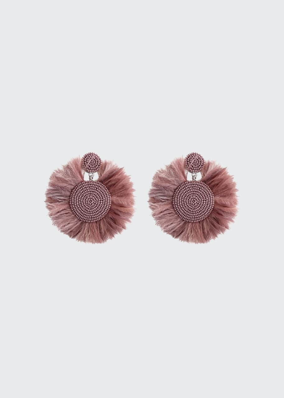 Image 1 of 1: Colette Feather-Trim Earrings