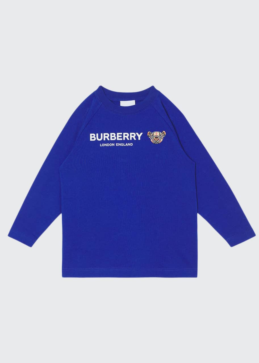 Burberry Boy s Logo Vintage Check Bear Long Sleeve Shirt Size 3