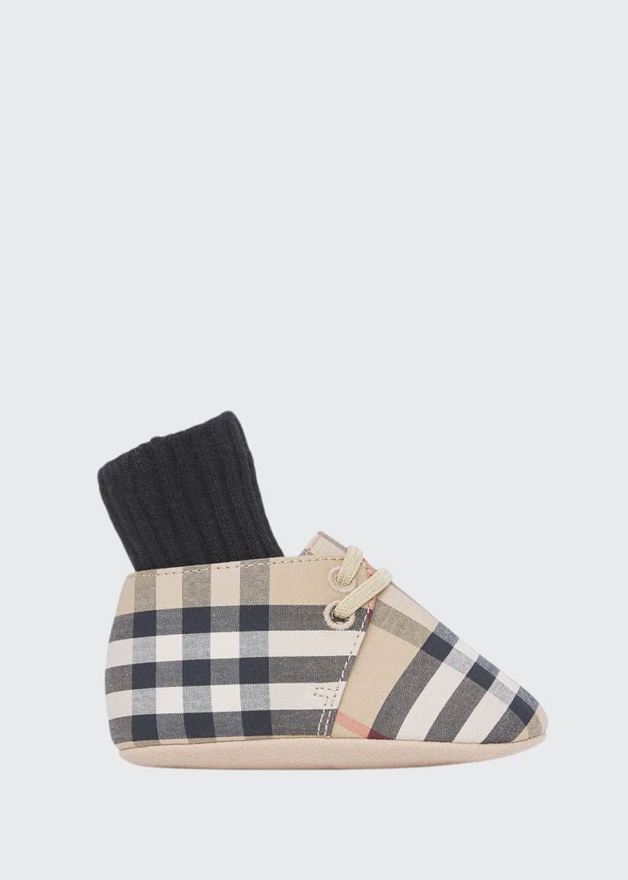 Burberry Baby Chalburyul Vintage Check Booties w Rib Socks Sizes
