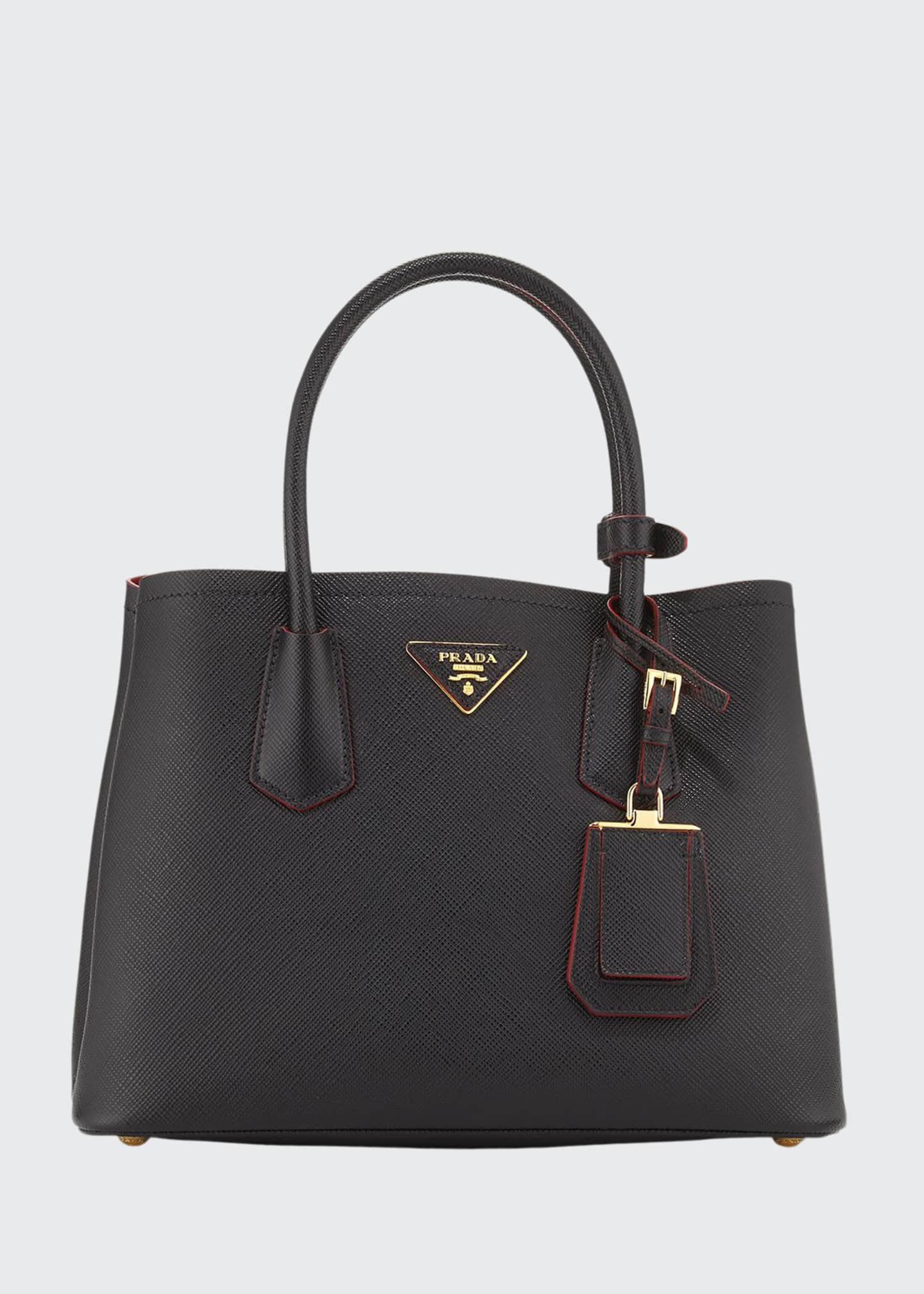 PRADA: Double bag Small bucket bag in saffiano leather with