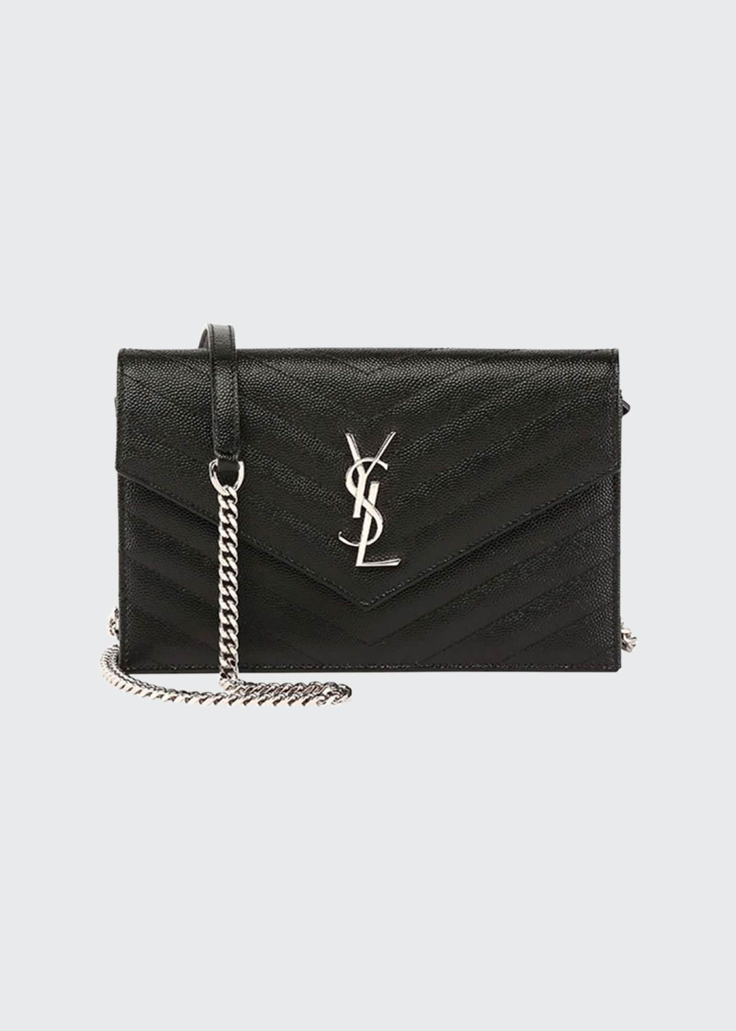 Saint Laurent Monogram YSL Wallet on a Chain, Black - Bergdorf Goodman