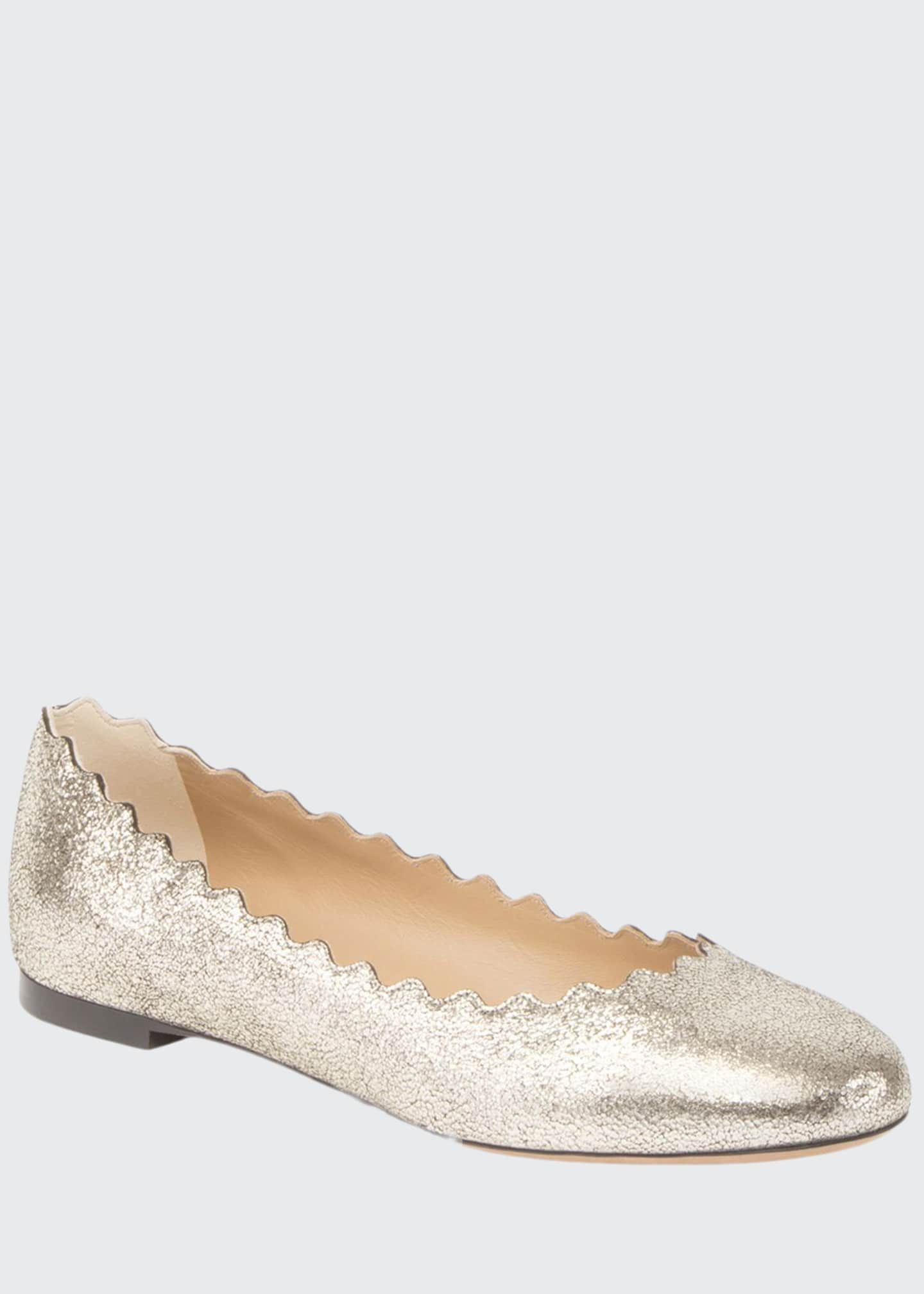 Chloe Lauren Scalloped Metallic Leather Ballet Flats - Bergdorf Goodman