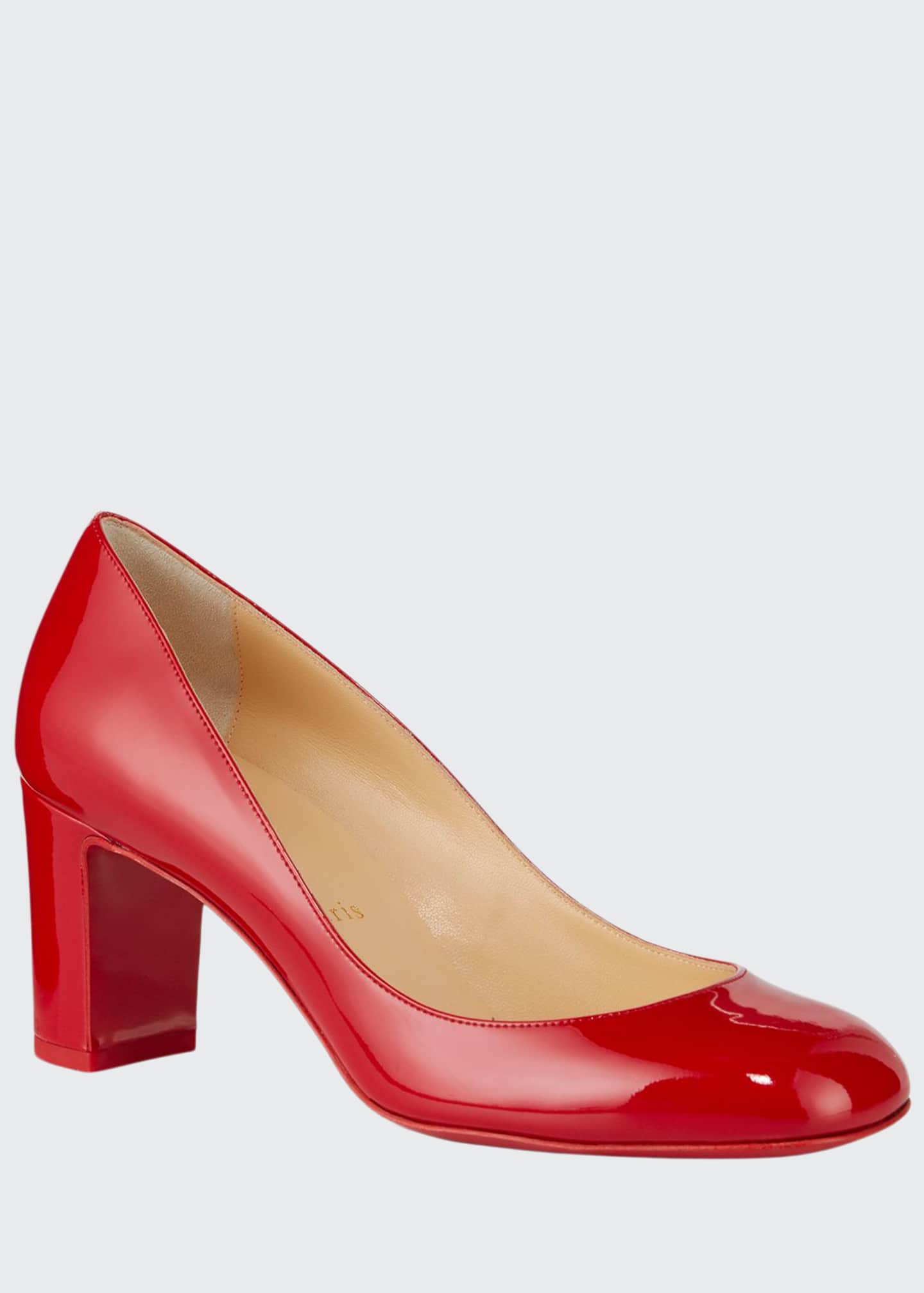 red patent block heels