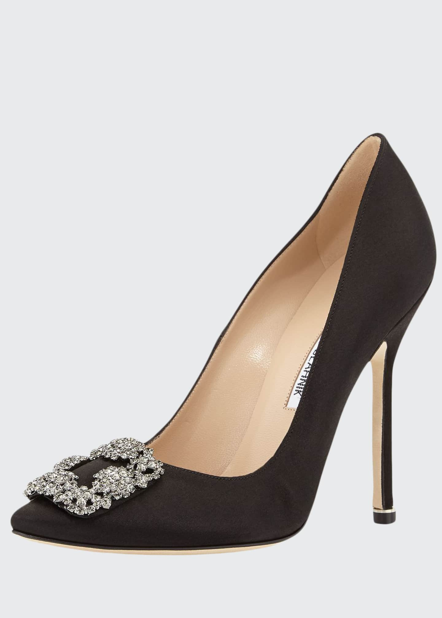 Manolo Blahnik Hangisi 115mm Satin Crystal-Toe Pump - Bergdorf Goodman