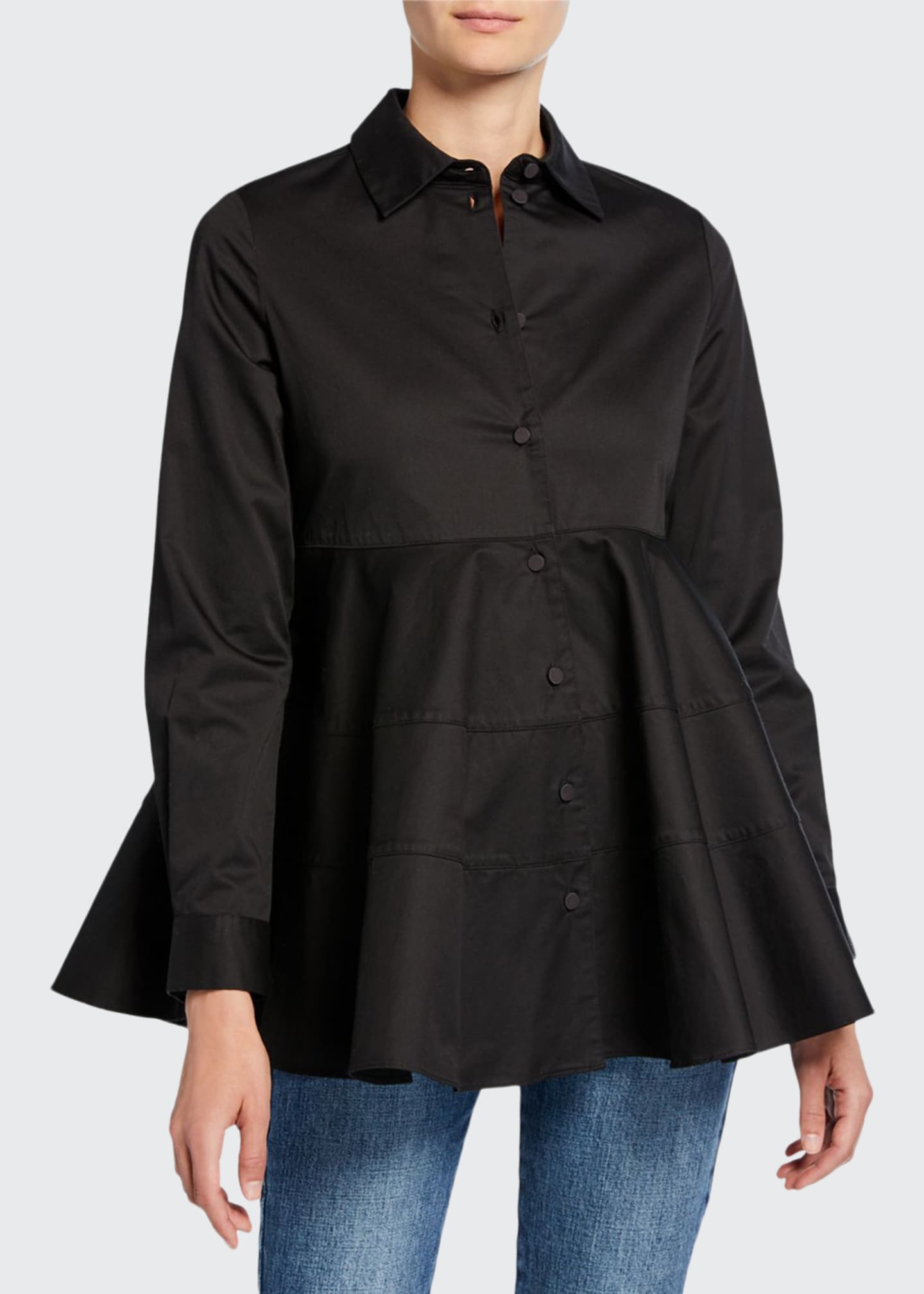 Co Tiered Button-Front Blouse - Bergdorf Goodman