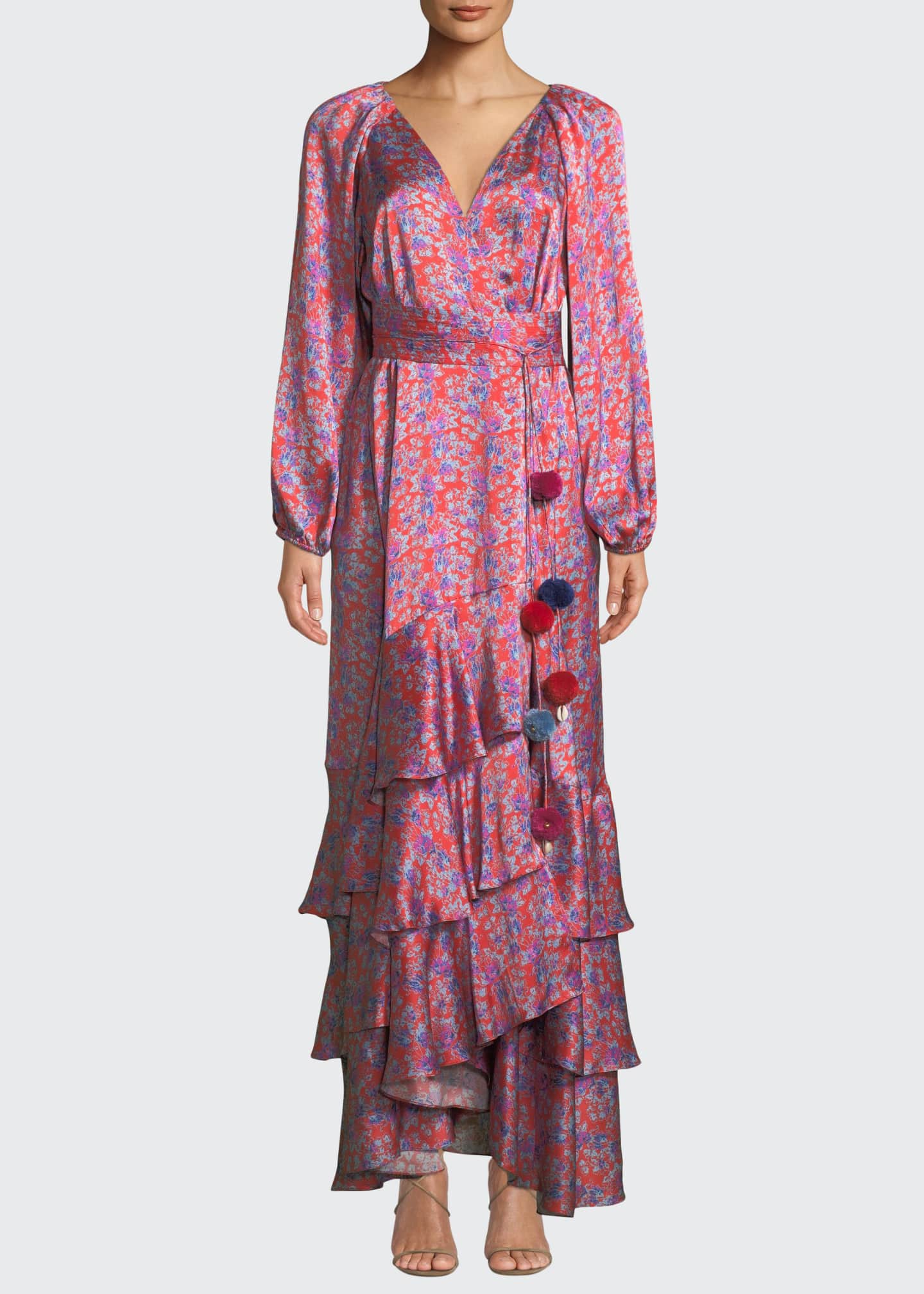 long sleeve long satin dress