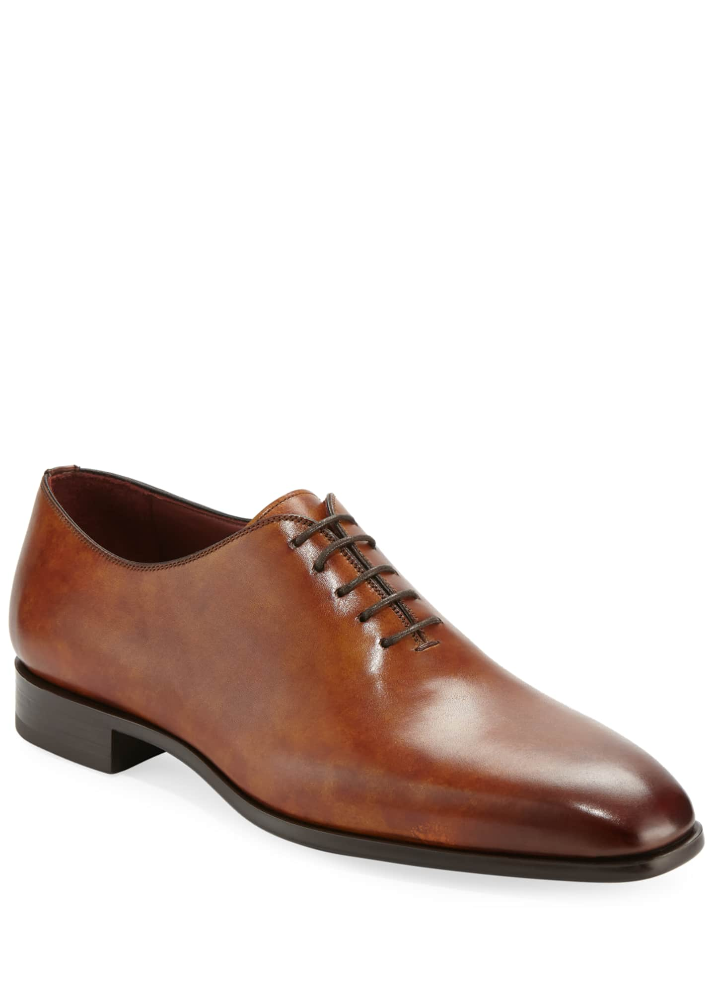 Magnanni for Neiman Marcus Men's One-Piece Leather Lace-Up Dress Shoe ...