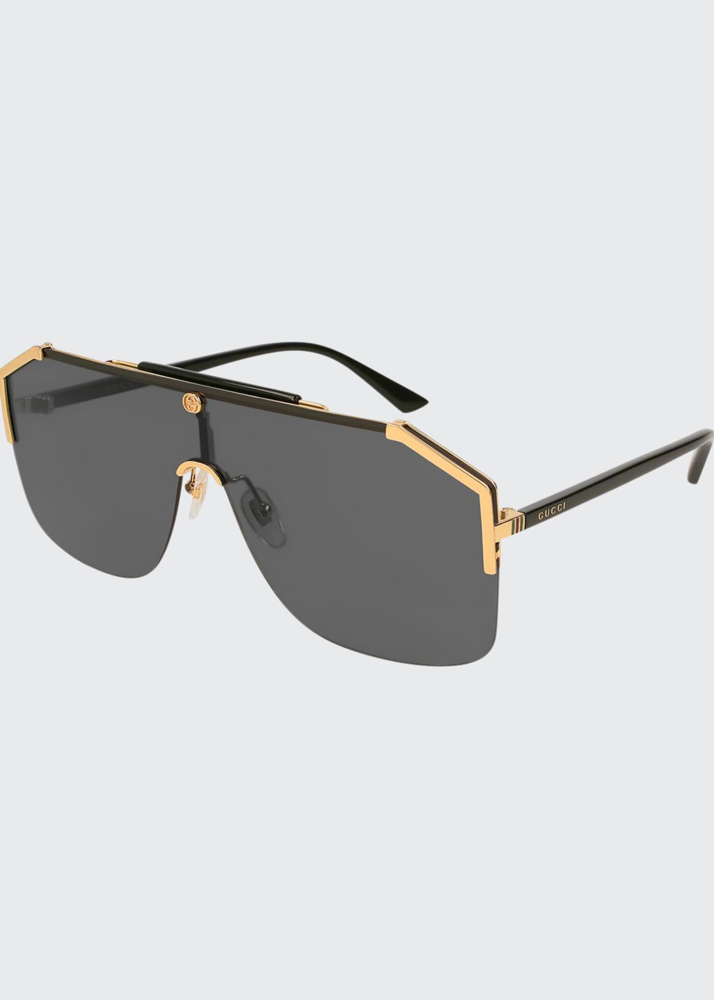 Gucci Geometric Metal Shield Sunglasses 