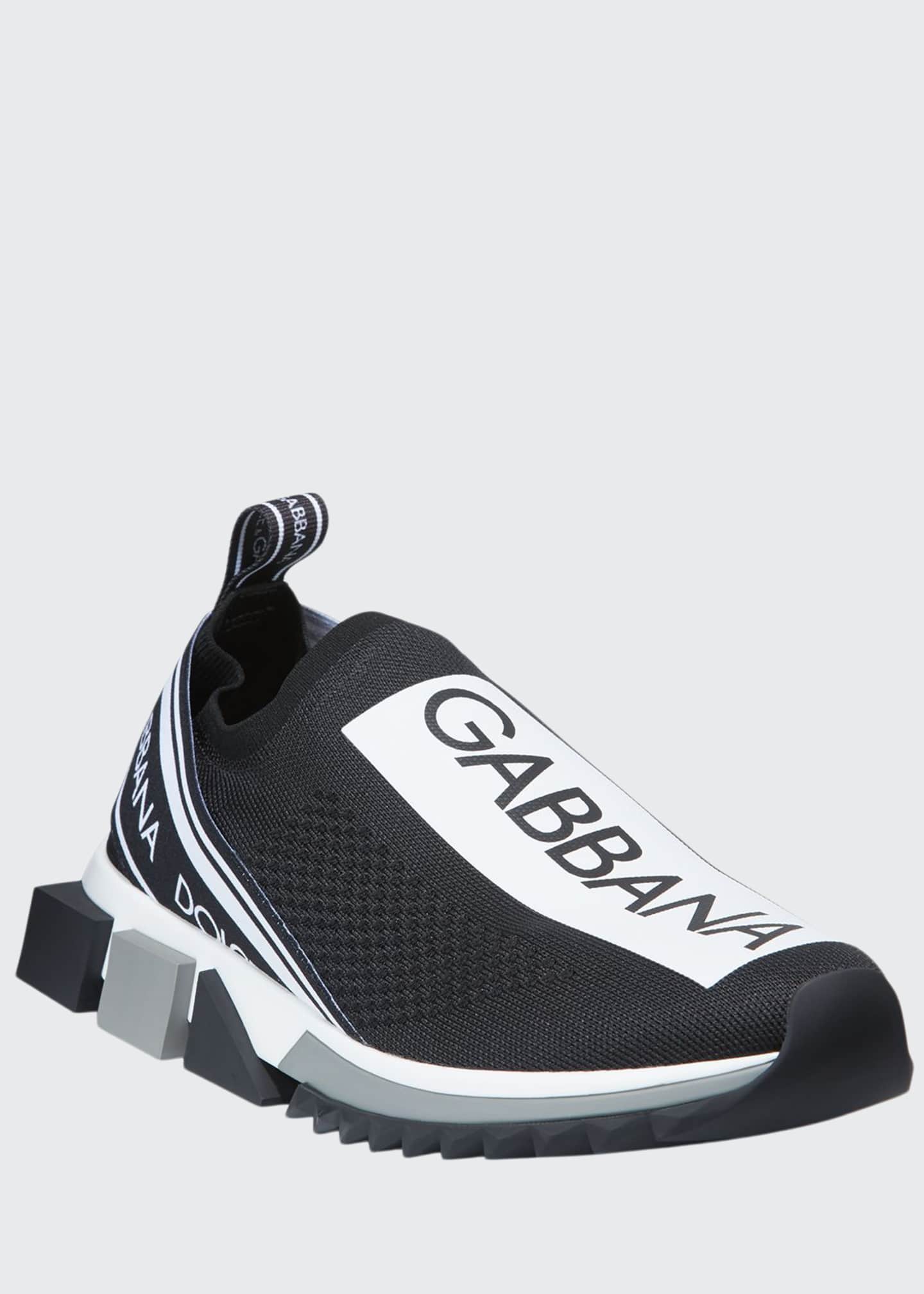 Dolce & Gabbana Black And White Runaway Knit Sneakers In Black/white