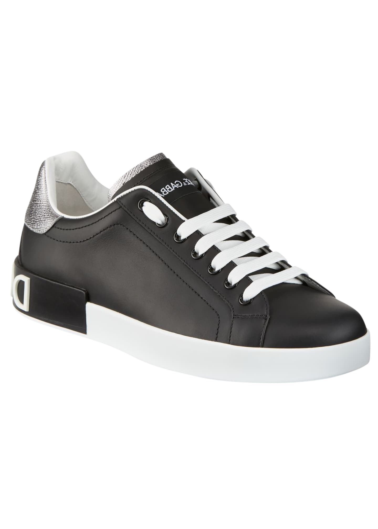 dolce & gabbana men's portofino leather logo sneakers