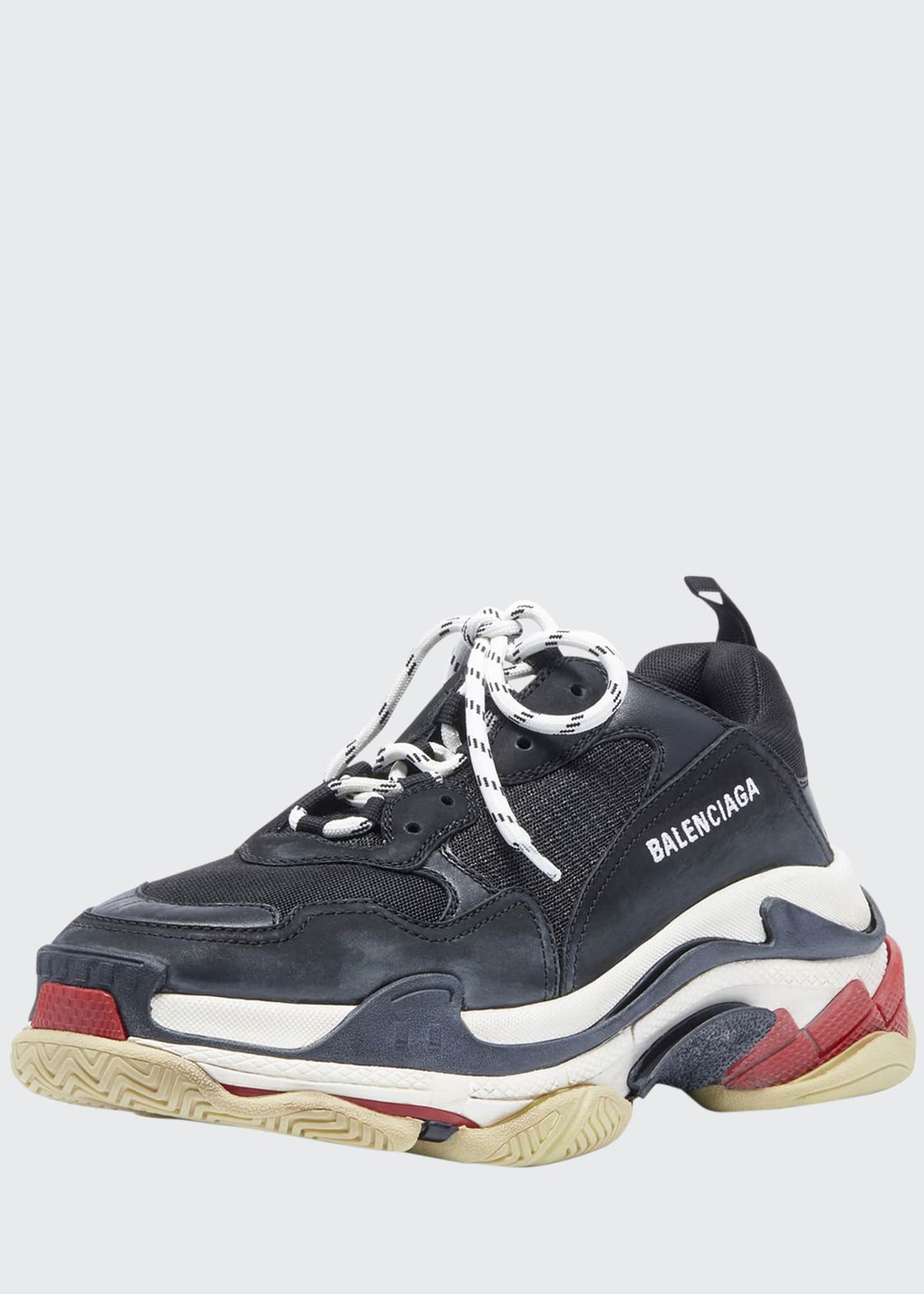 balenciaga black triple s leather sneakers