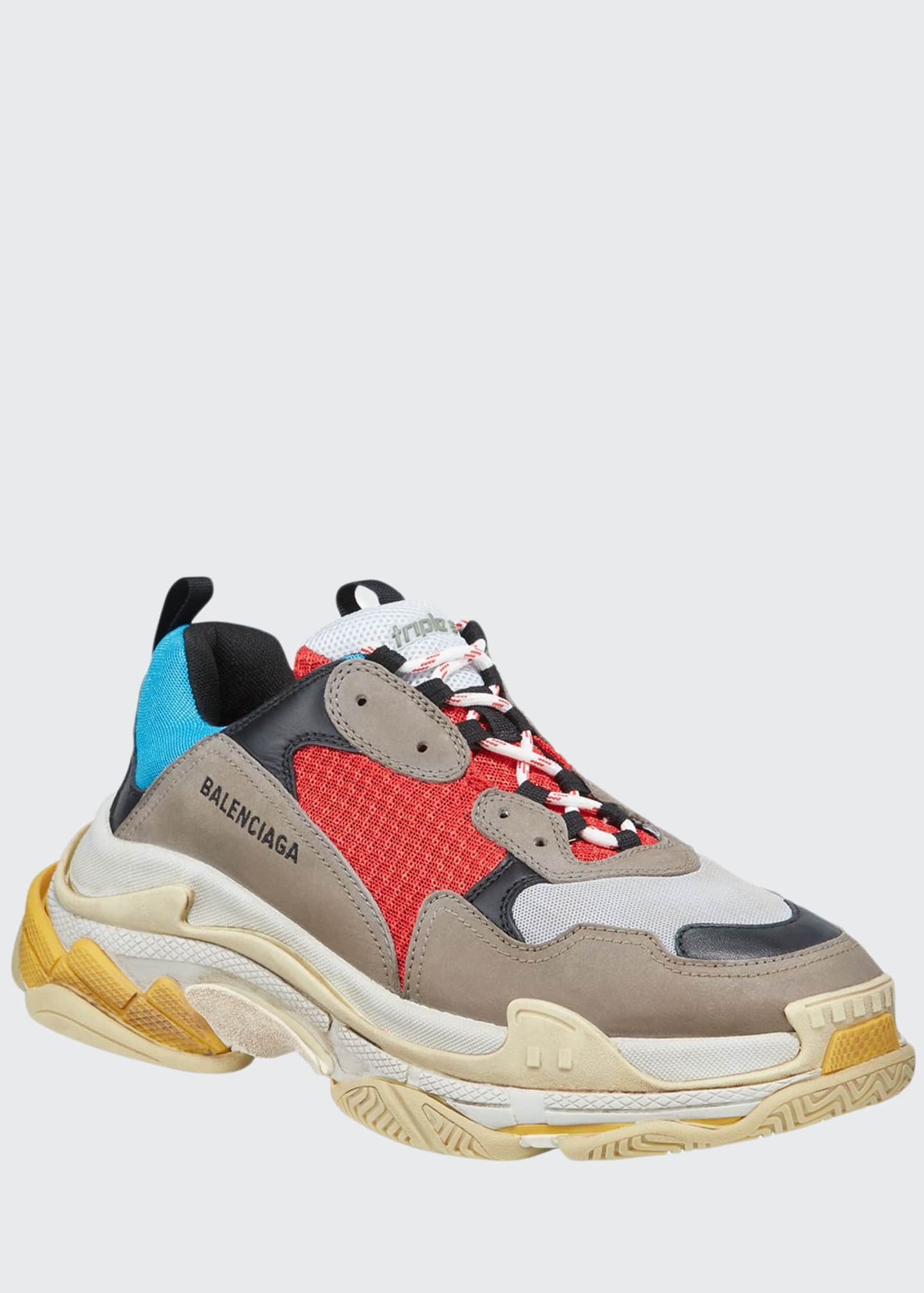 Balenciaga Men's Triple S Mesh & Leather Sneakers, Blue Bergdorf Goodman