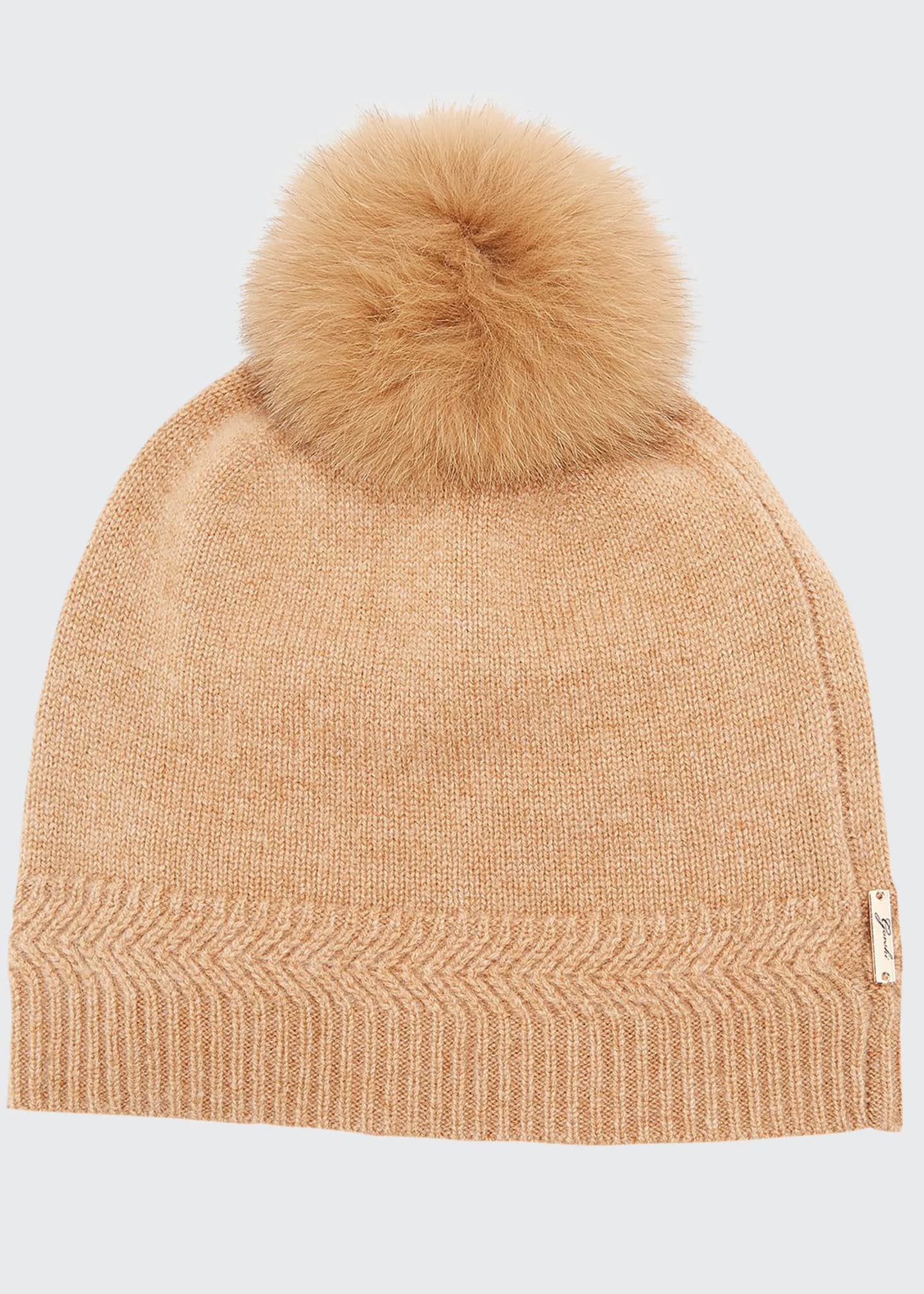 Gorski Knit Cashmere Beanie Hat w/ Fur Pompom - Bergdorf Goodman