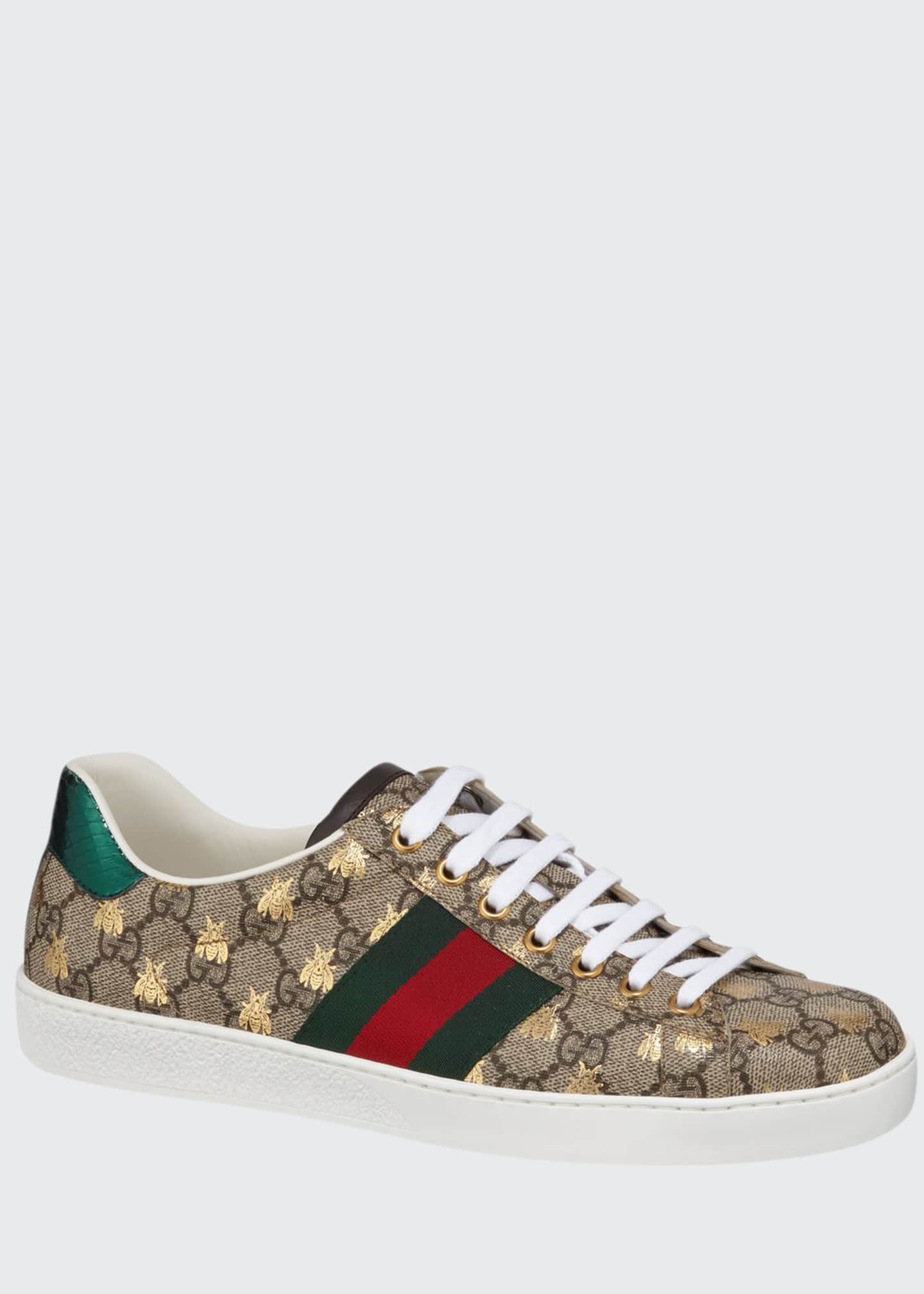 Gucci Men's Rhyton Leather Sneakers with Mouth Print
