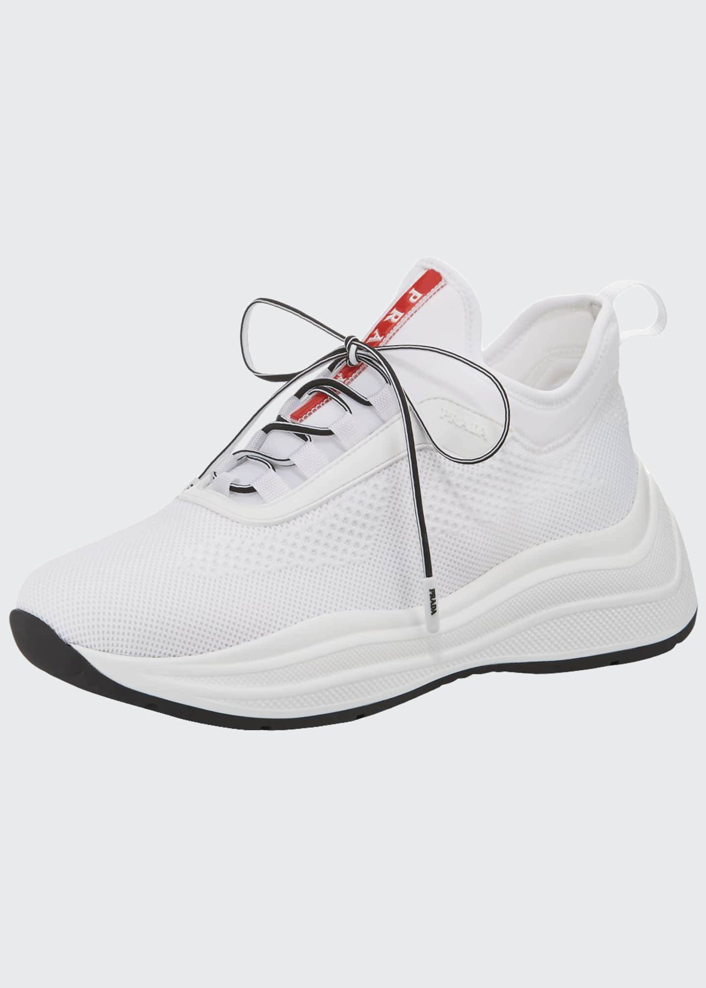 Prada Knit LaceUp Trainer Sneakers Bergdorf Goodman