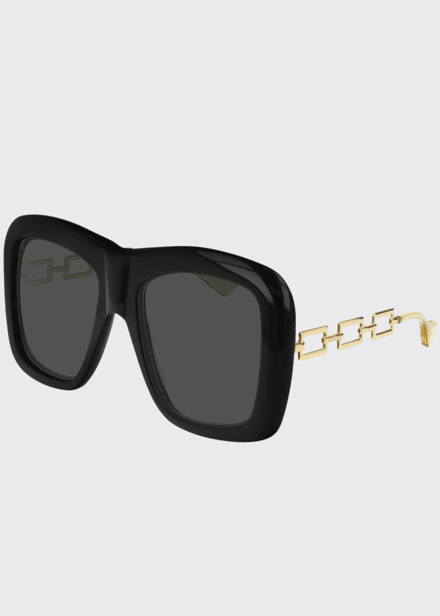 Gucci Square Acetate Sunglasses w/ Metal Chain Arms - Bergdorf Goodman