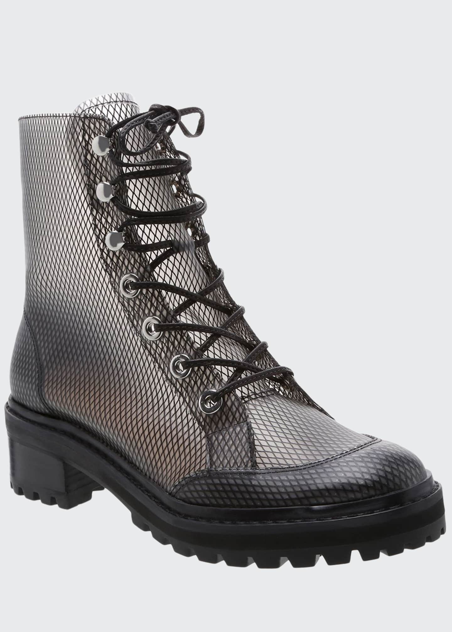 mesh lace up boots