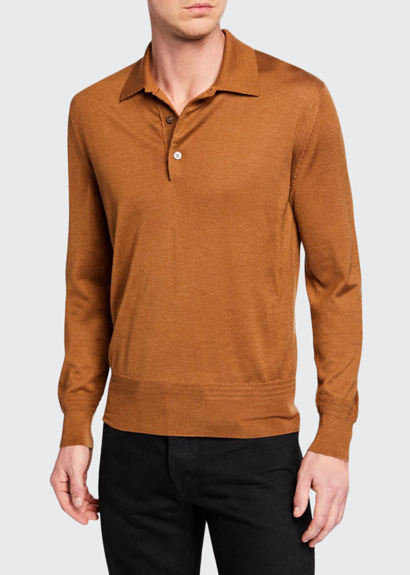 Tom Ford Men S Long Sleeve Cashmere Silk Polo Shirt Bergdorf Goodman,Versace Jeans Couture White Sweatshirt