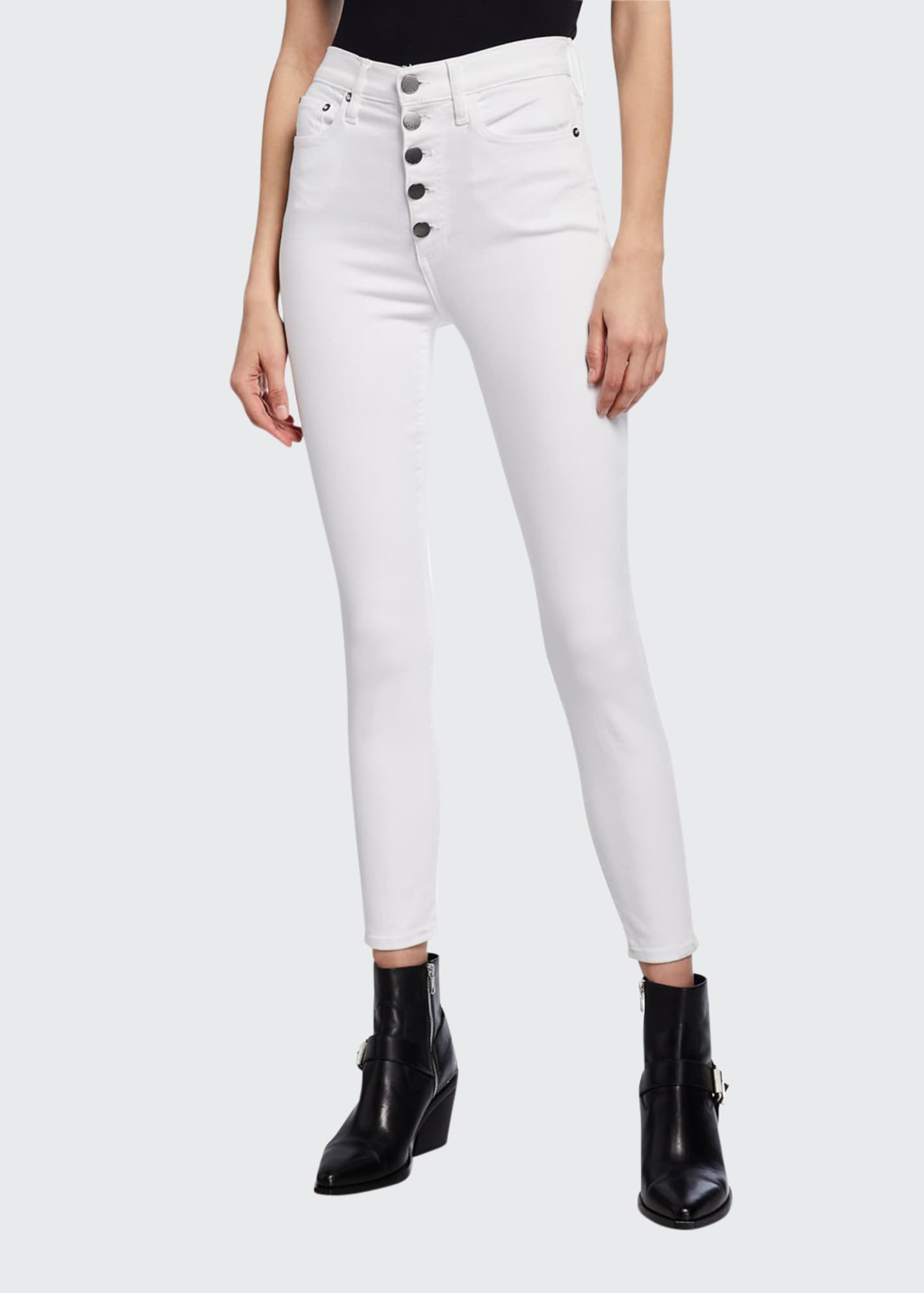 alice and olivia good high rise exposed button jeans