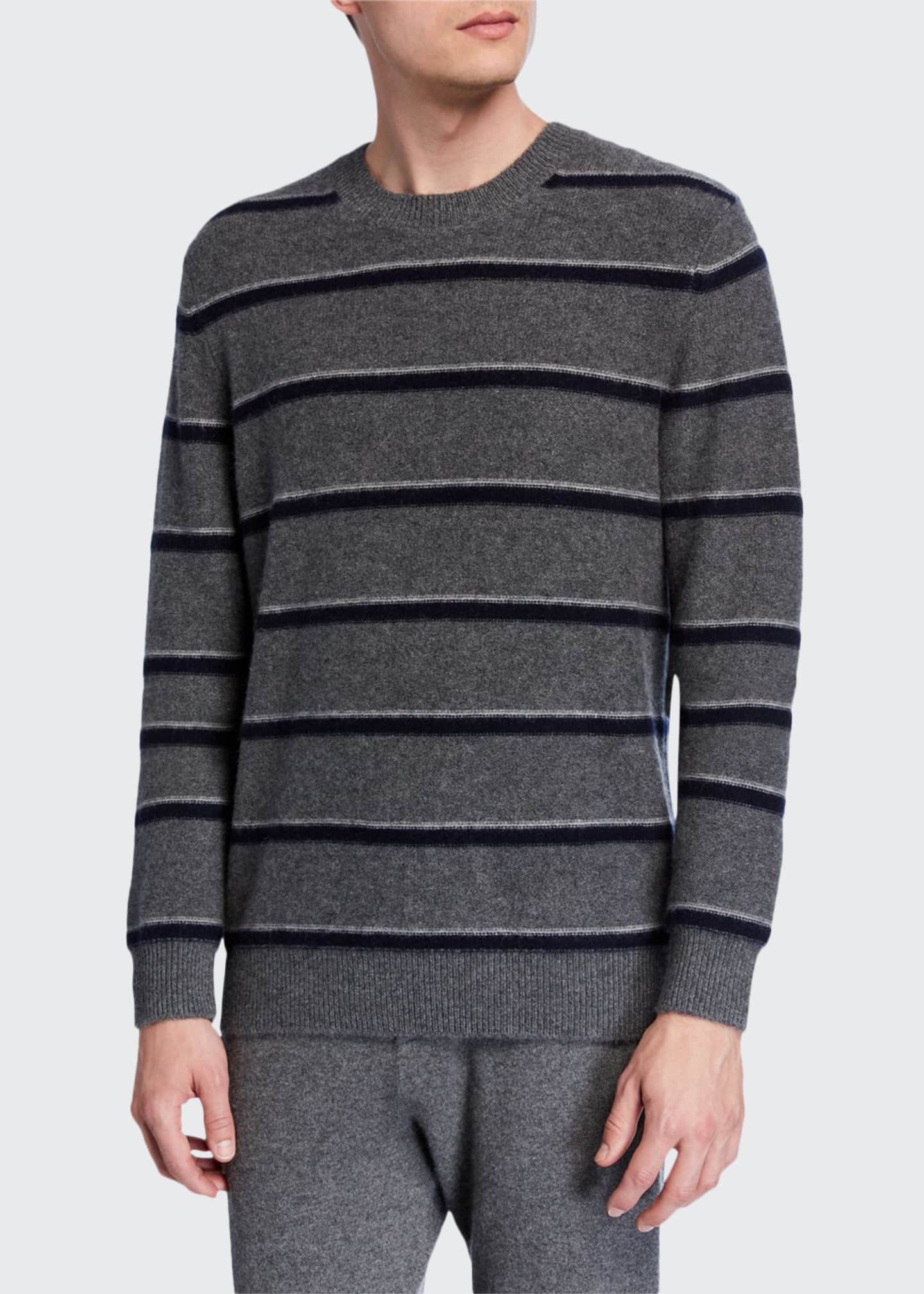 Vince Men's Striped Cashmere Crewneck Sweater Bergdorf Goodman
