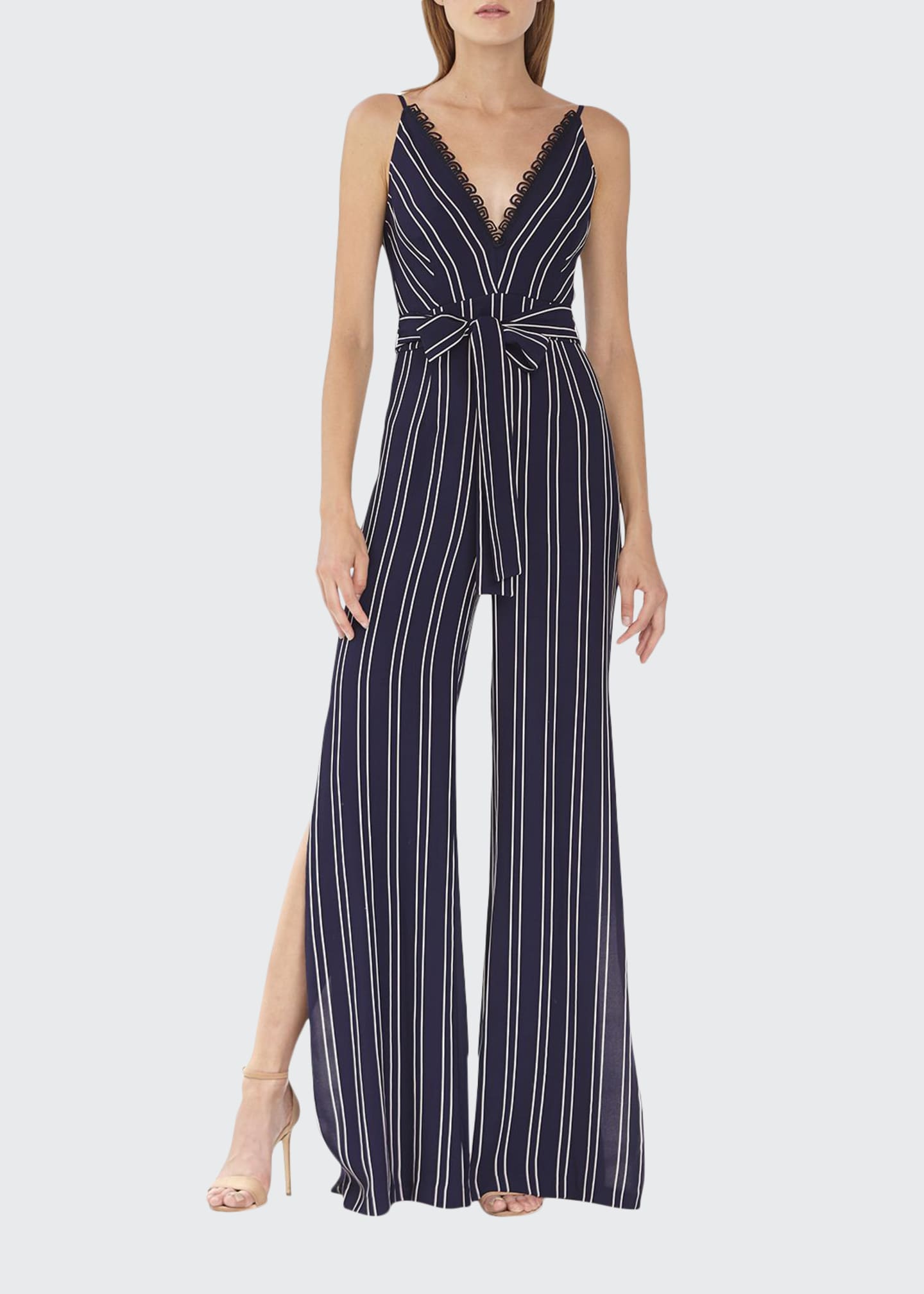 striped sleeveless jumpsuit