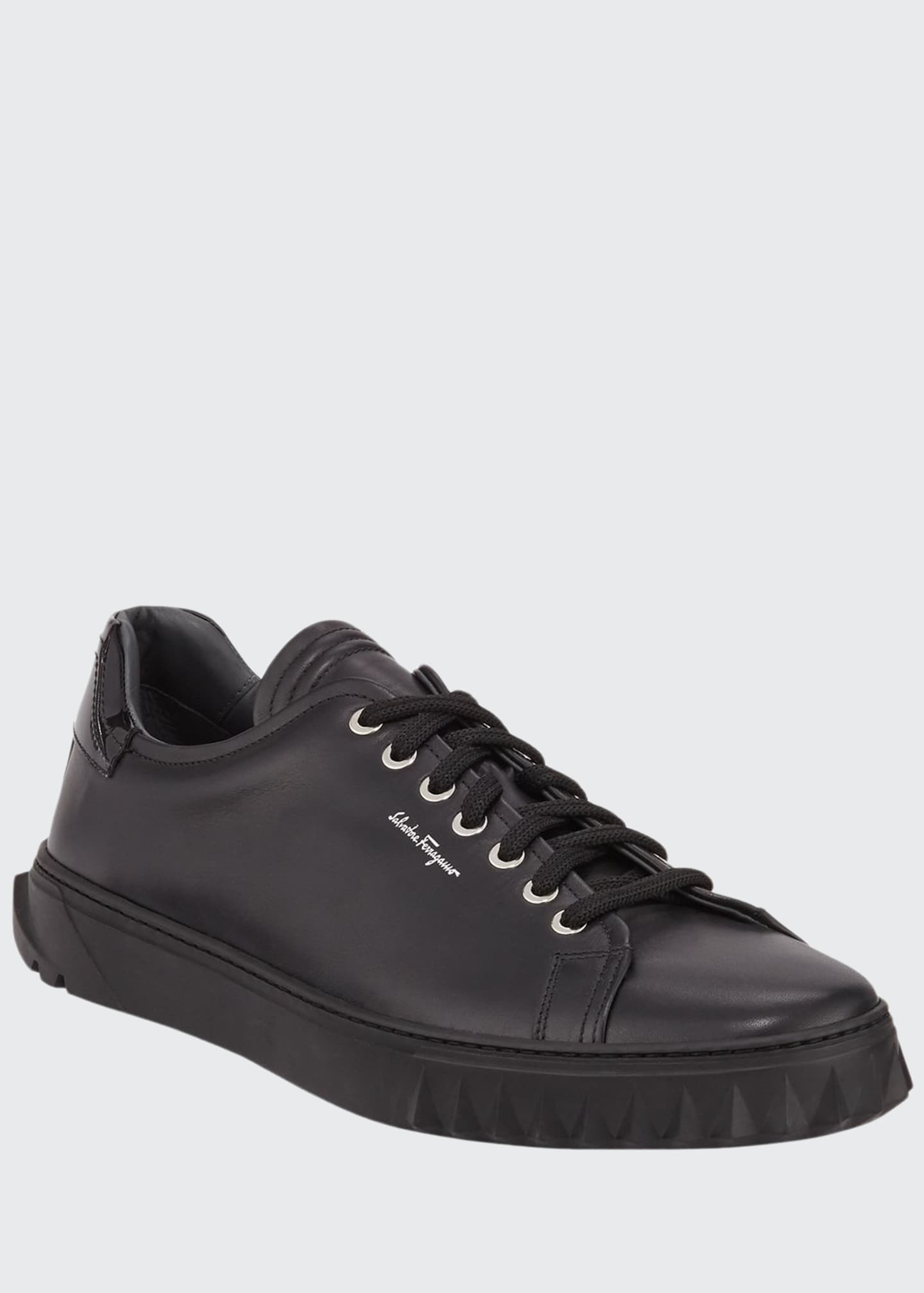 Salvatore Ferragamo Men's Cube Low-Top Leather Sneakers - Bergdorf Goodman