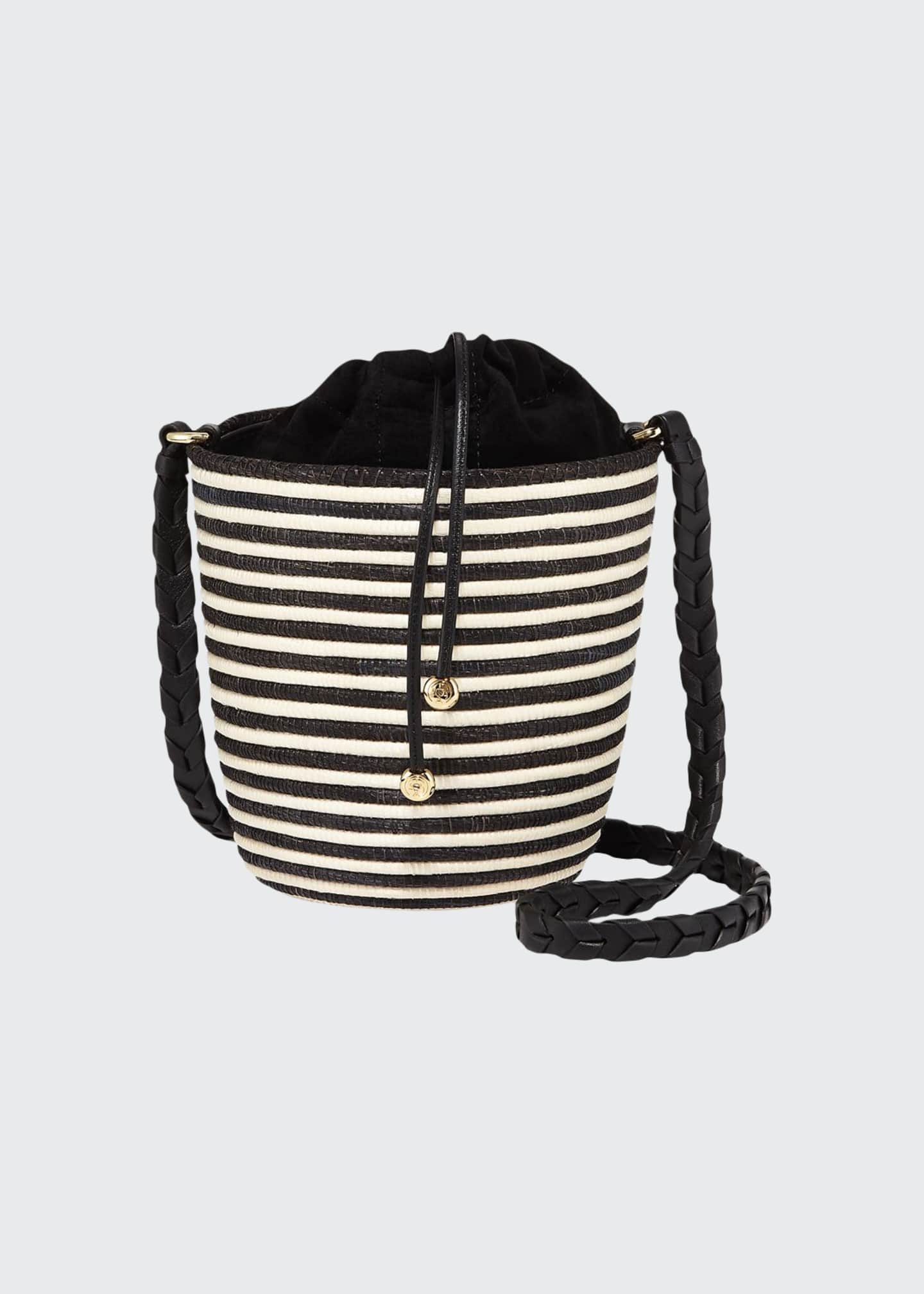 striped bucket bag