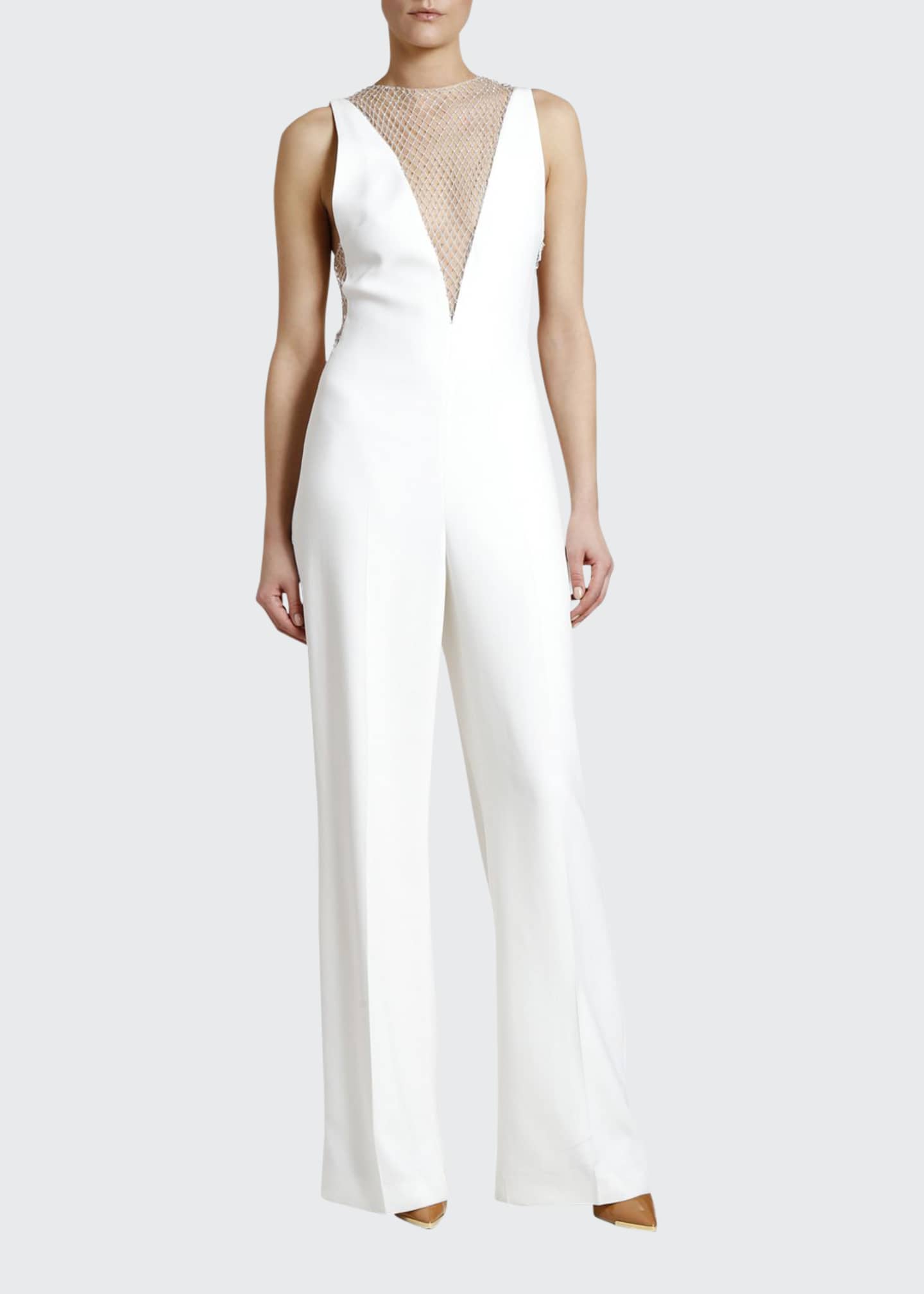 mesh panel jumpsuit