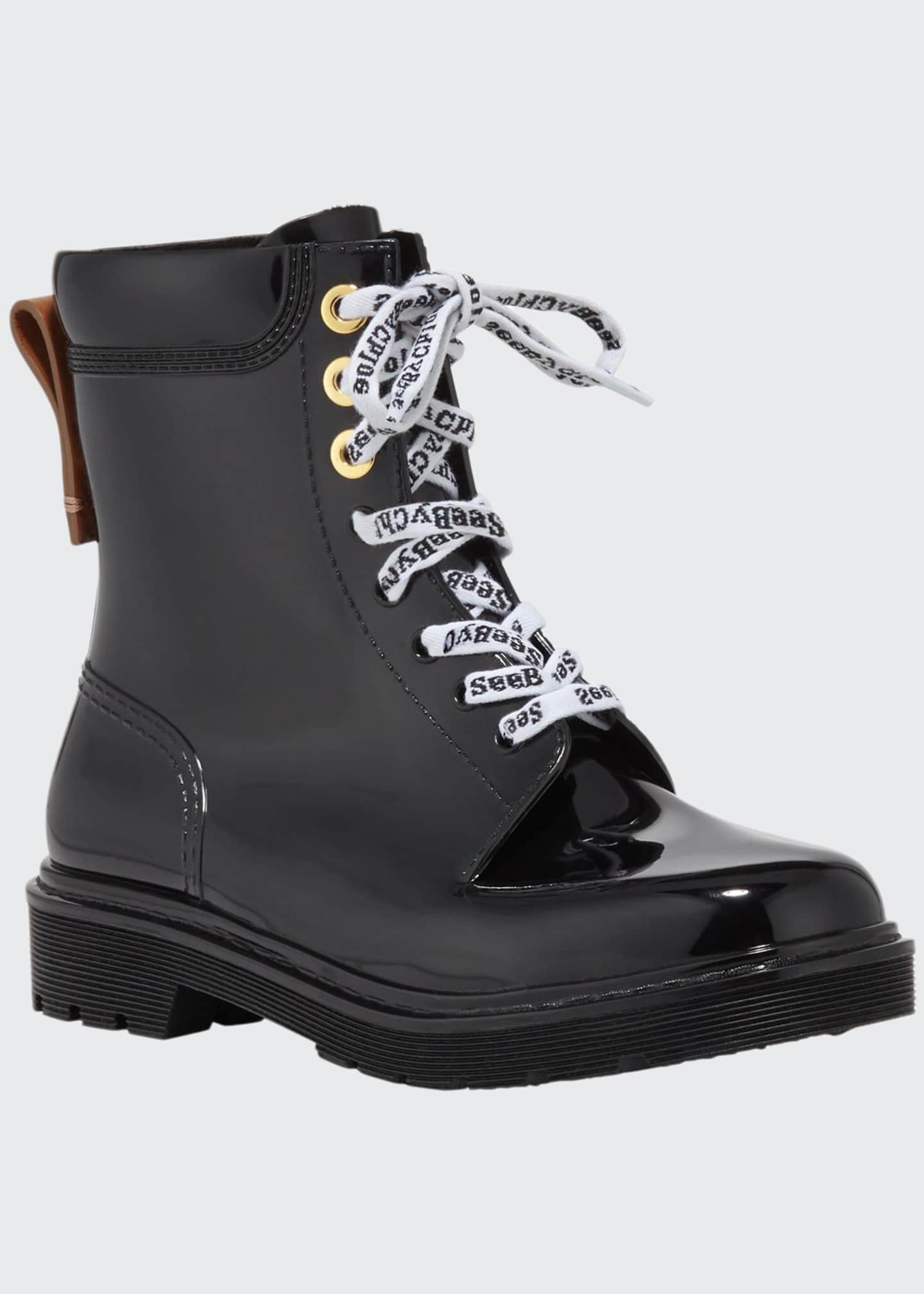 rain boots with lace up back