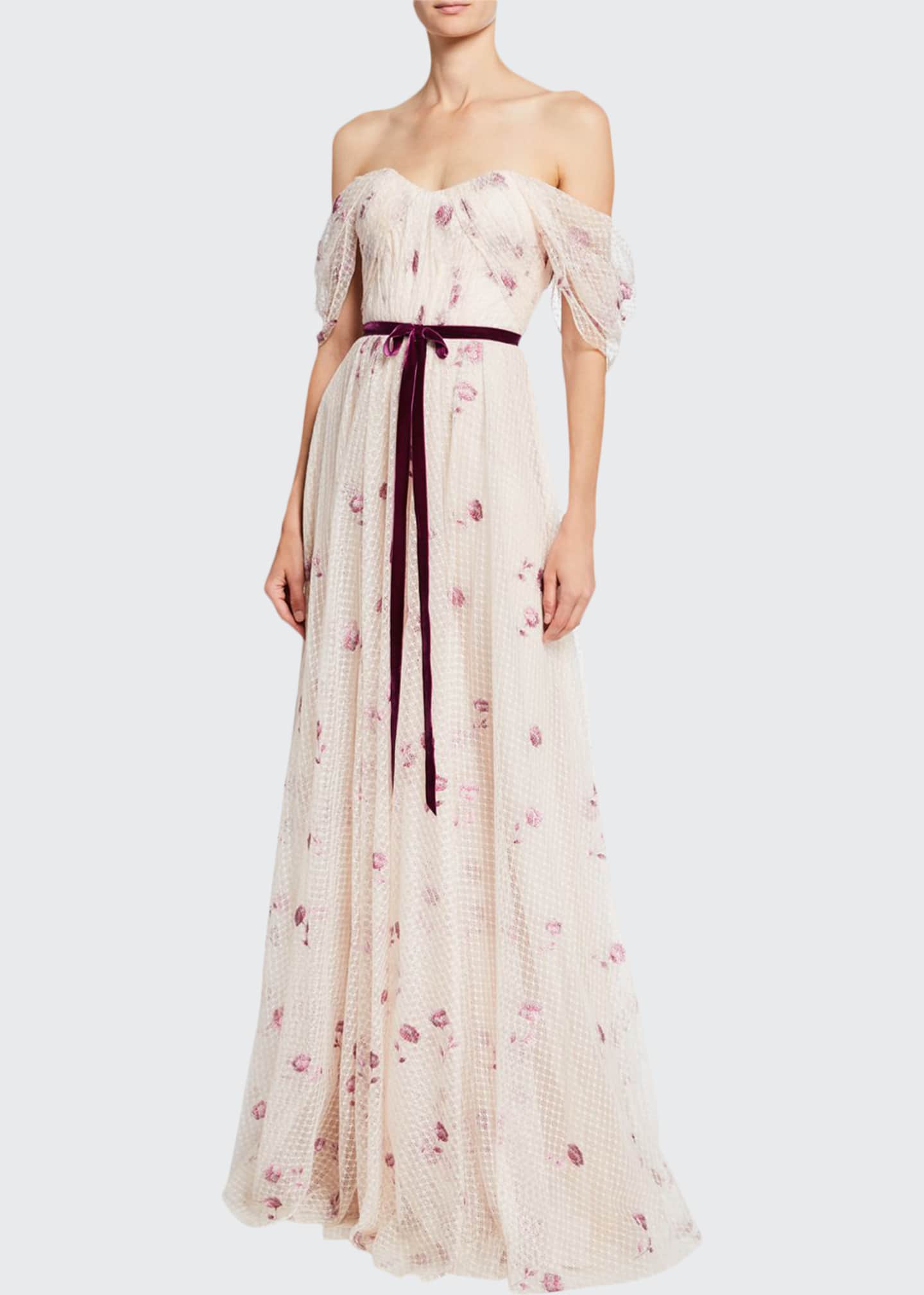 marchesa notte off the shoulder