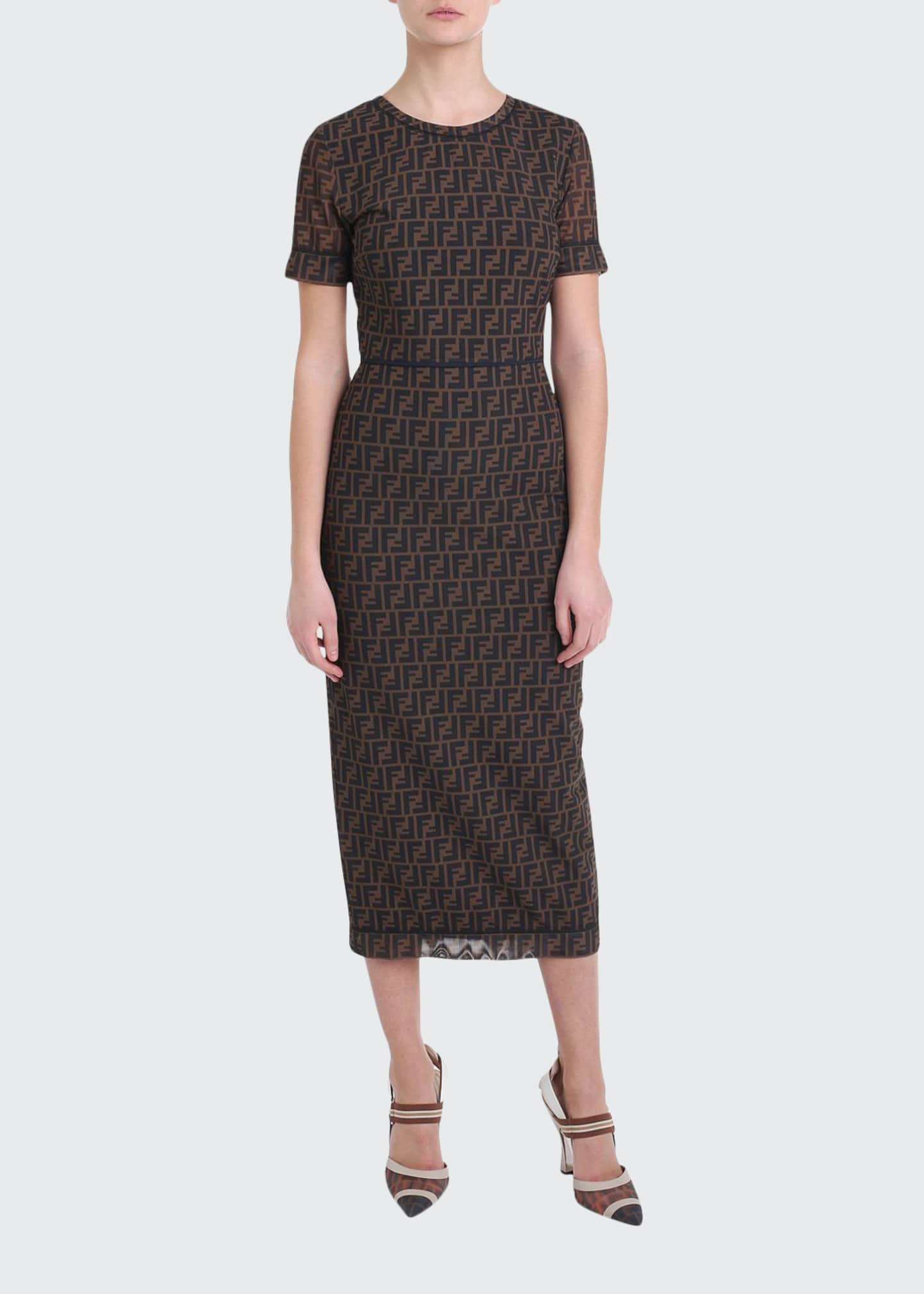 Fendi Logo Print Mesh Midi Dress Bergdorf Goodman