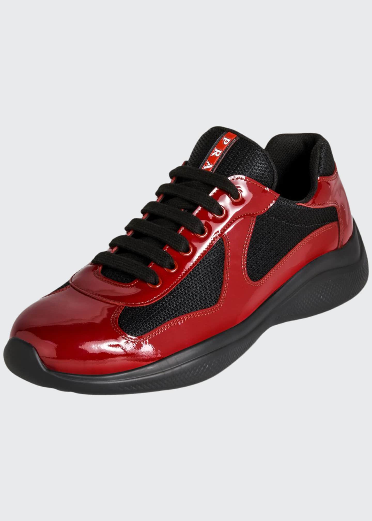 men's america's cup patent leather patchwork sneakers