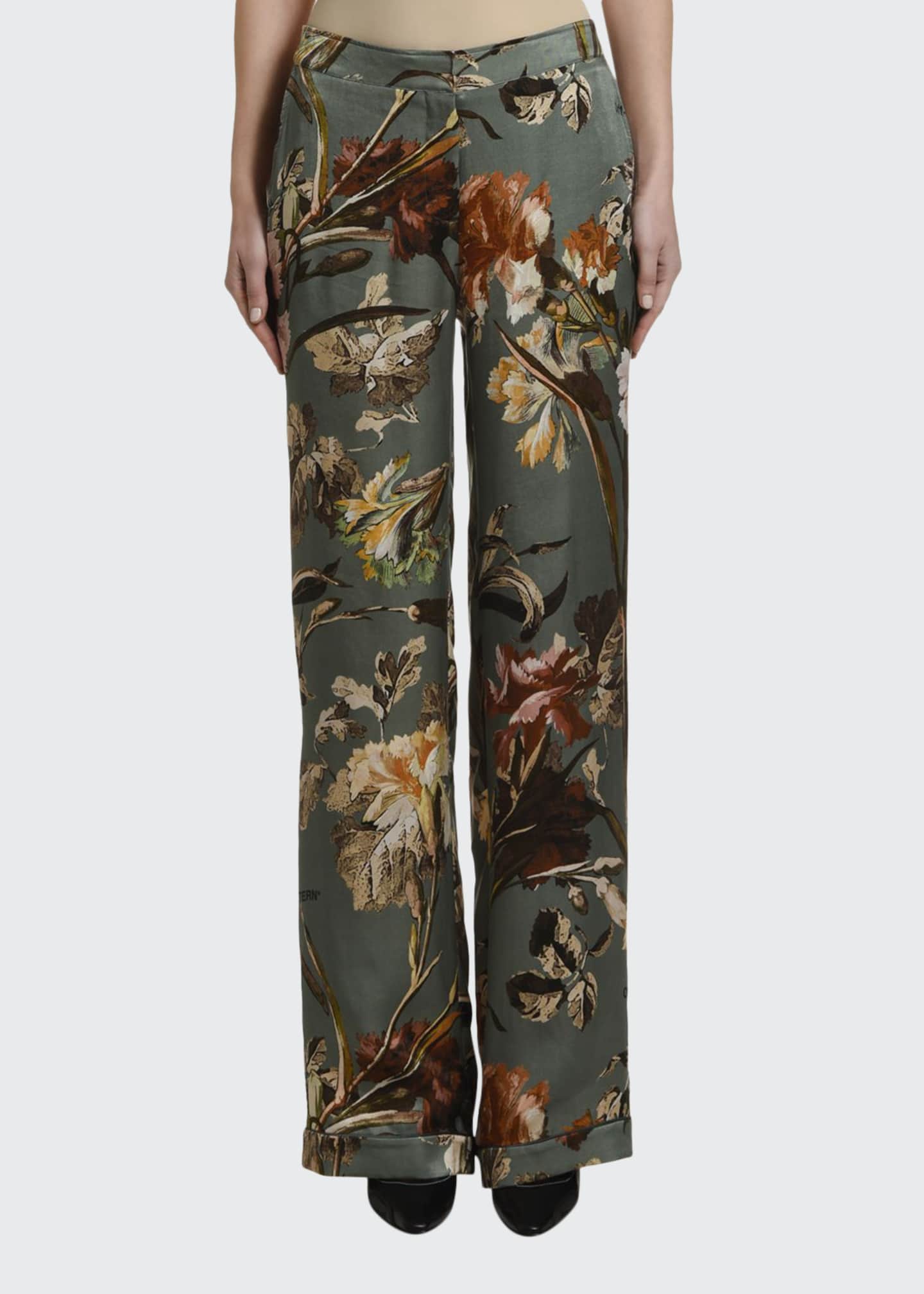 off white floral pants