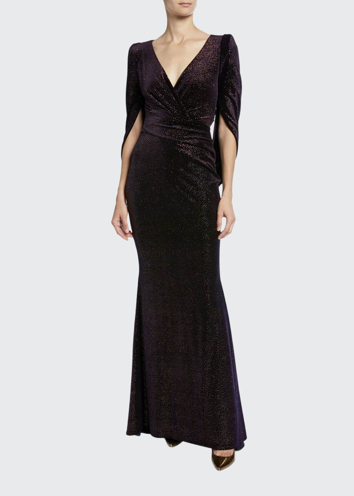 crossover neck fishtail evening dress