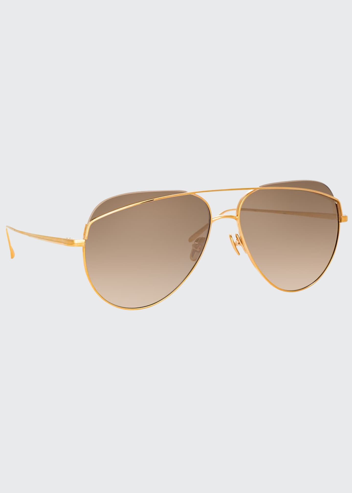 Linda Farrow Titanium Aviator Sunglasses - Bergdorf Goodman