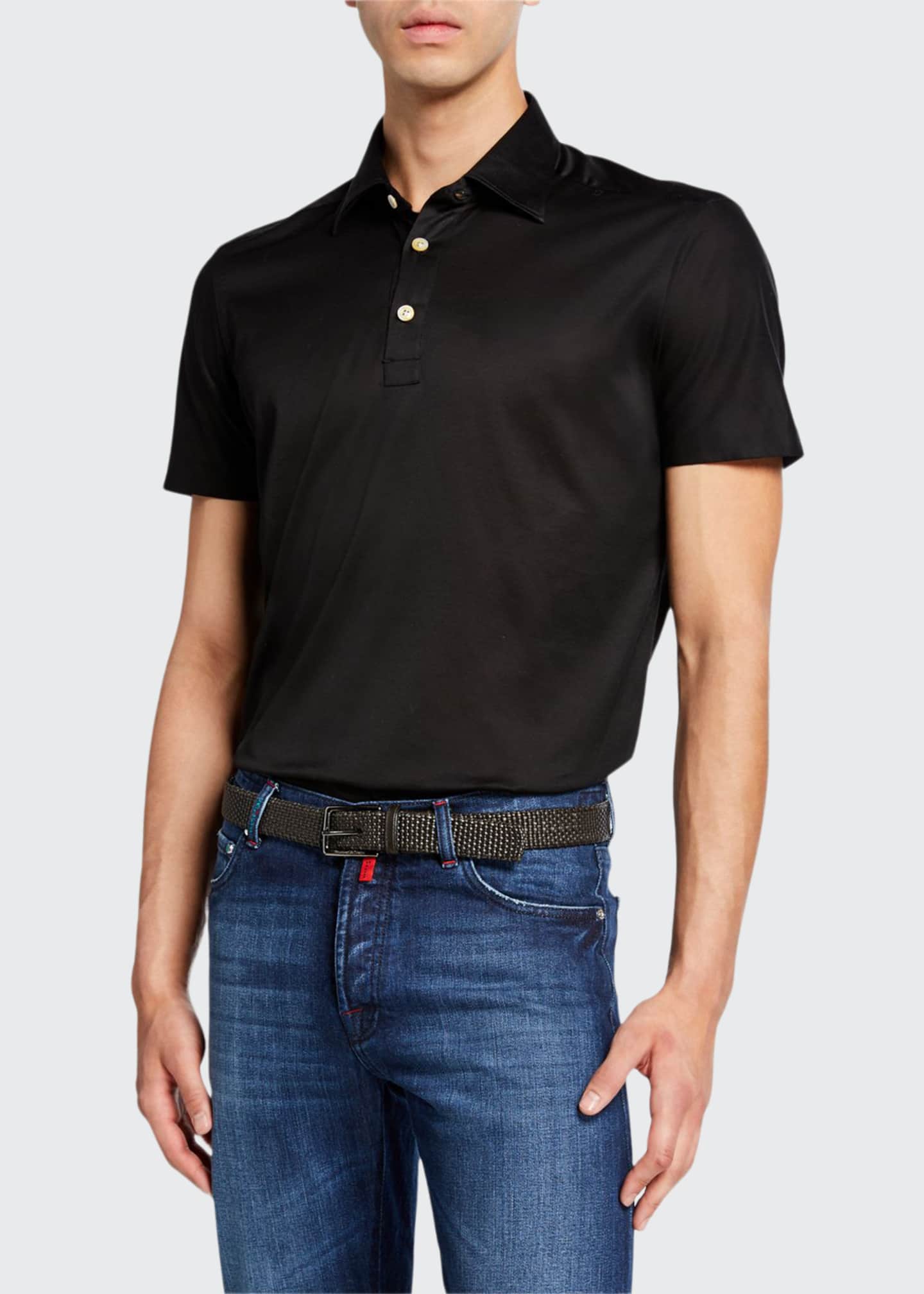 Download Kiton Men's Jersey Cotton Polo Shirt, Black - Bergdorf Goodman