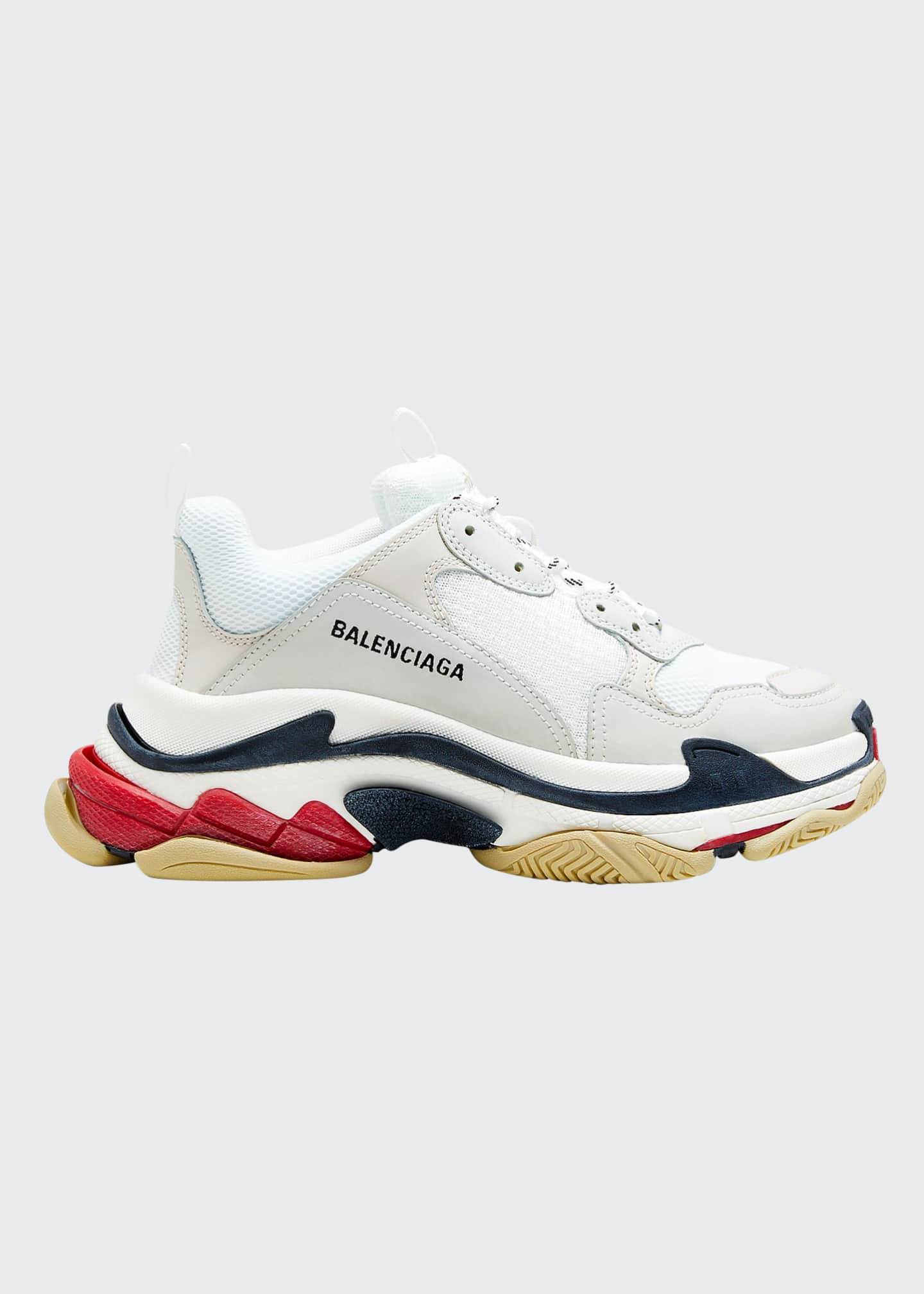 balenciaga mens triple s leather and mesh trainers