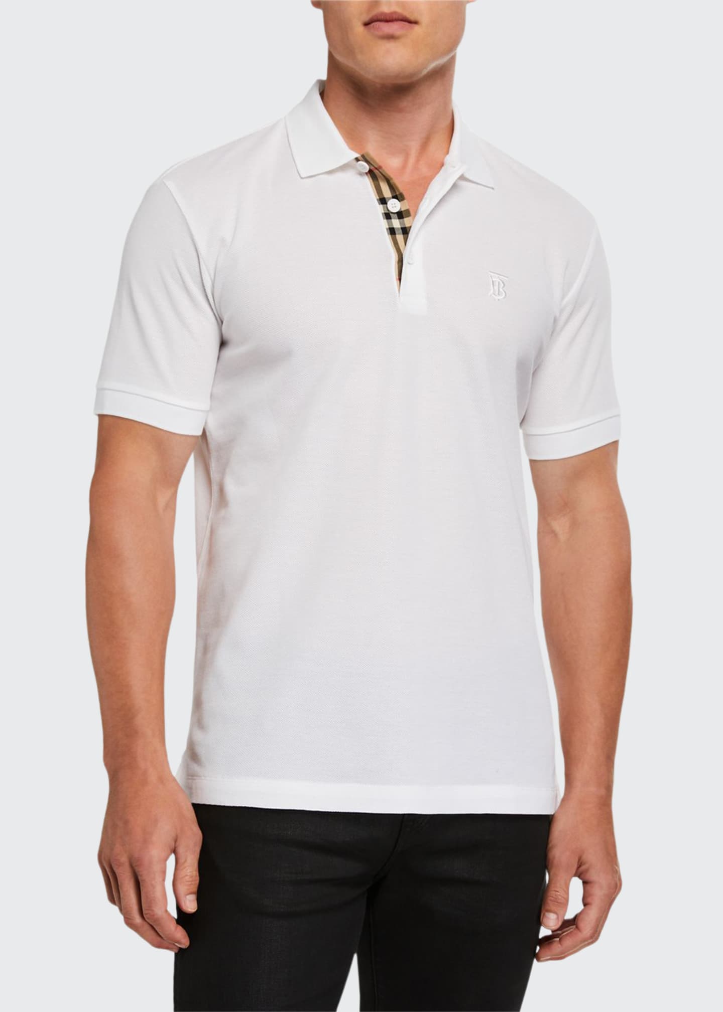 Burberry Men S Eddie Pique Polo Shirt White Bergdorf Goodman