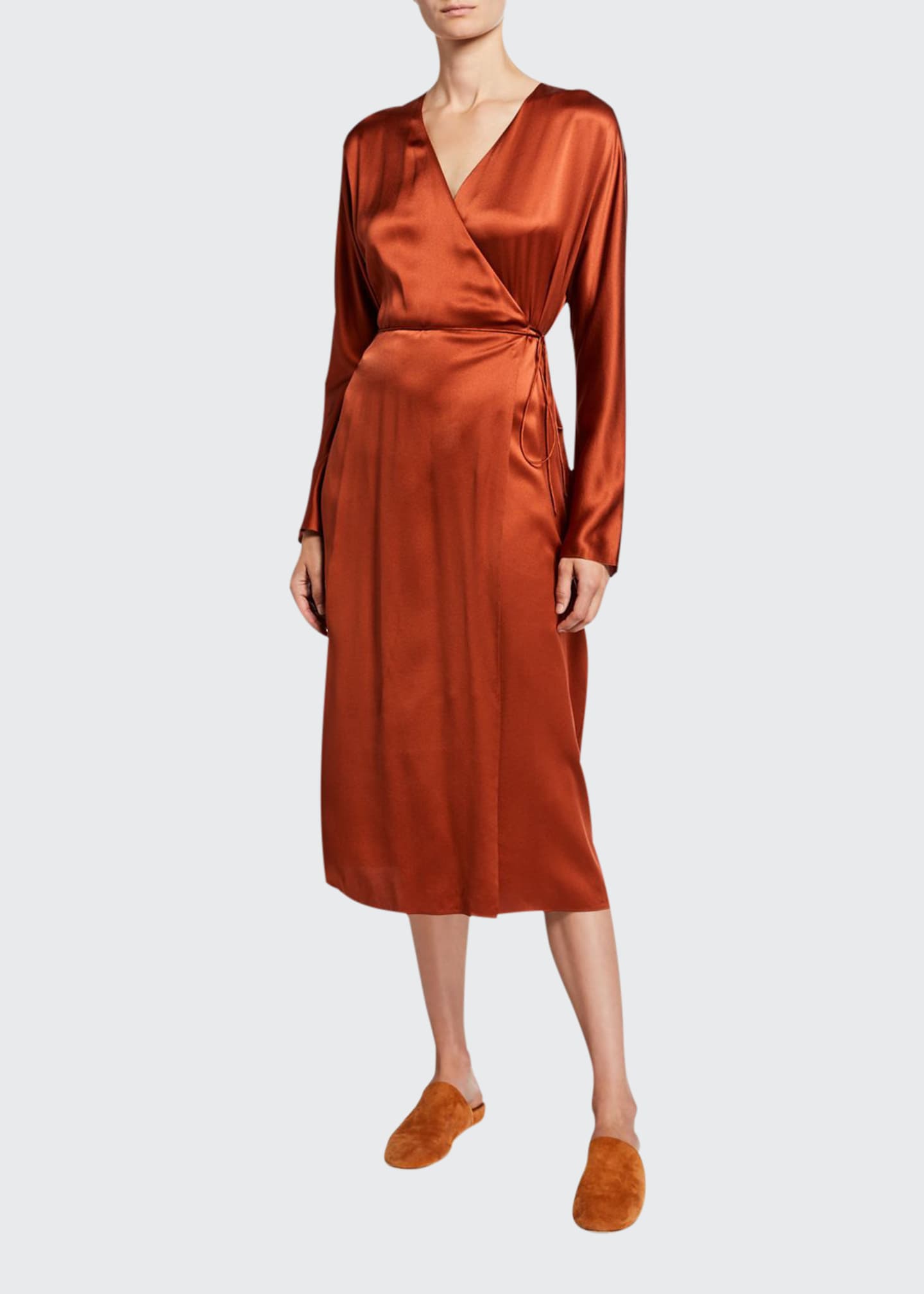 Vince Silk Long-Sleeve Wrap Dress - Bergdorf Goodman