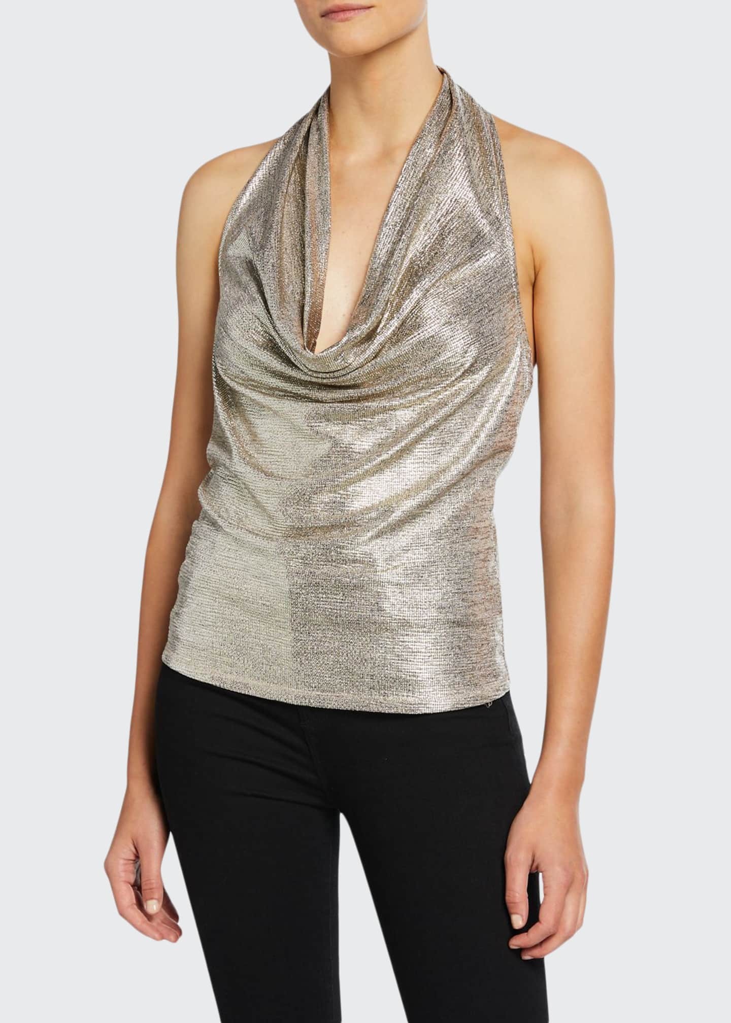 Ramy Brook Dee Metallic Cowl-Neck Halter Top - Bergdorf Goodman