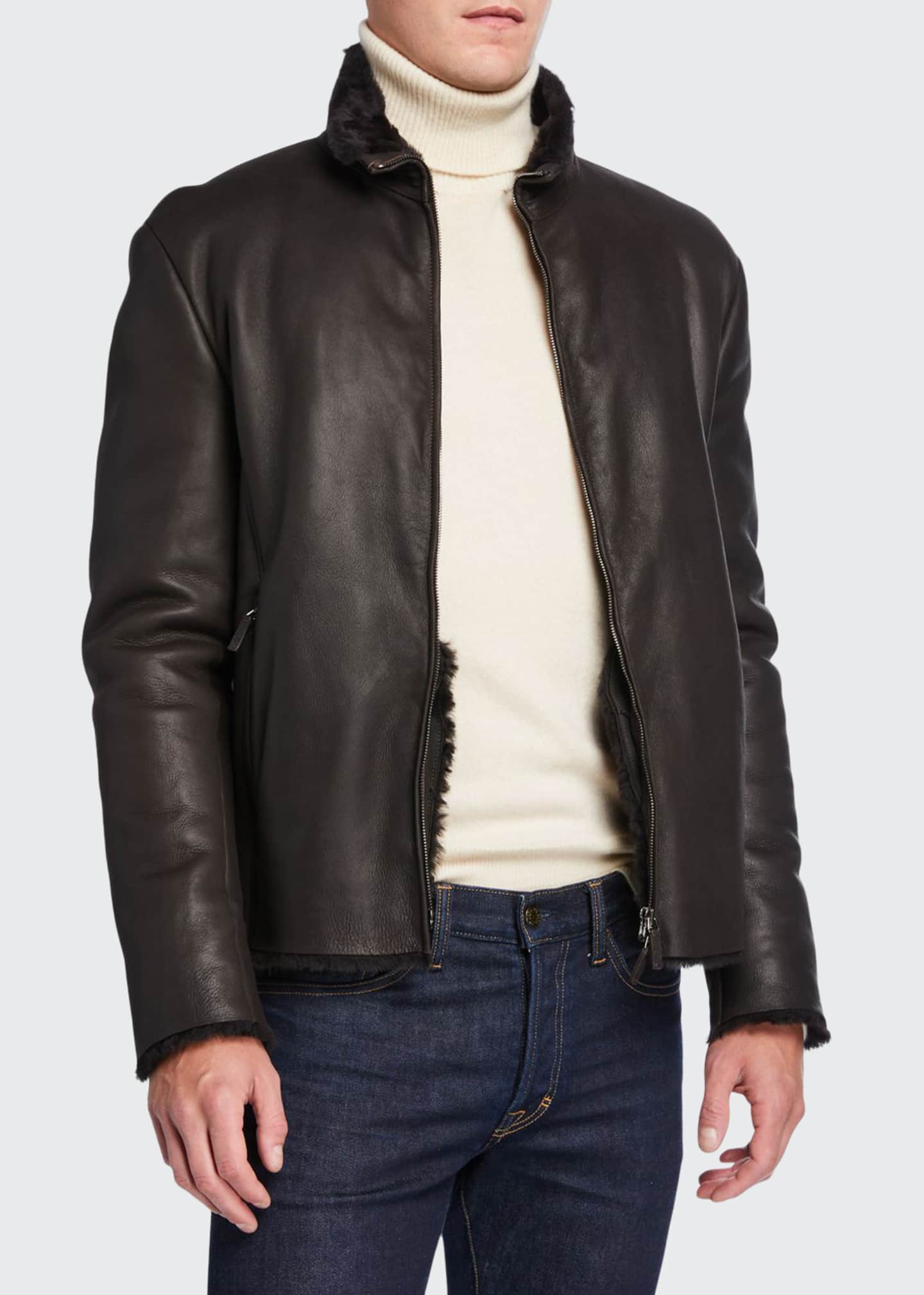 Armani Men's ShearlingLined Leather Jacket Bergdorf Goodman