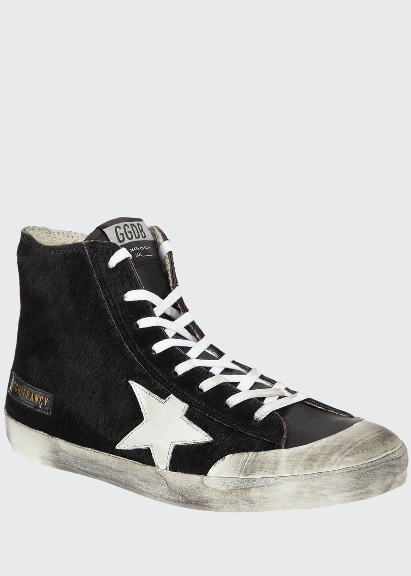 Golden Goose Men S Francy High Top Calf Hair Sneakers W Dirty
