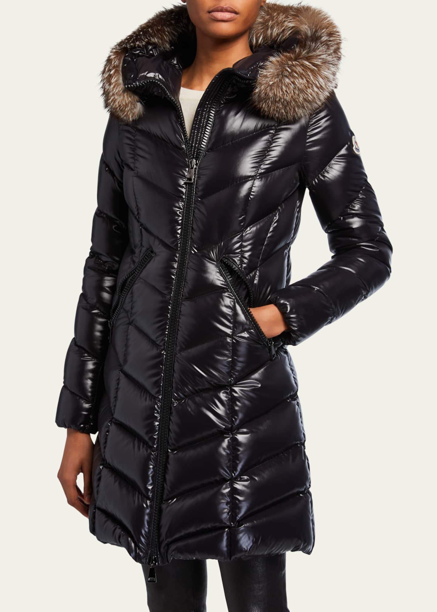 moncler fur trimmed hooded coat