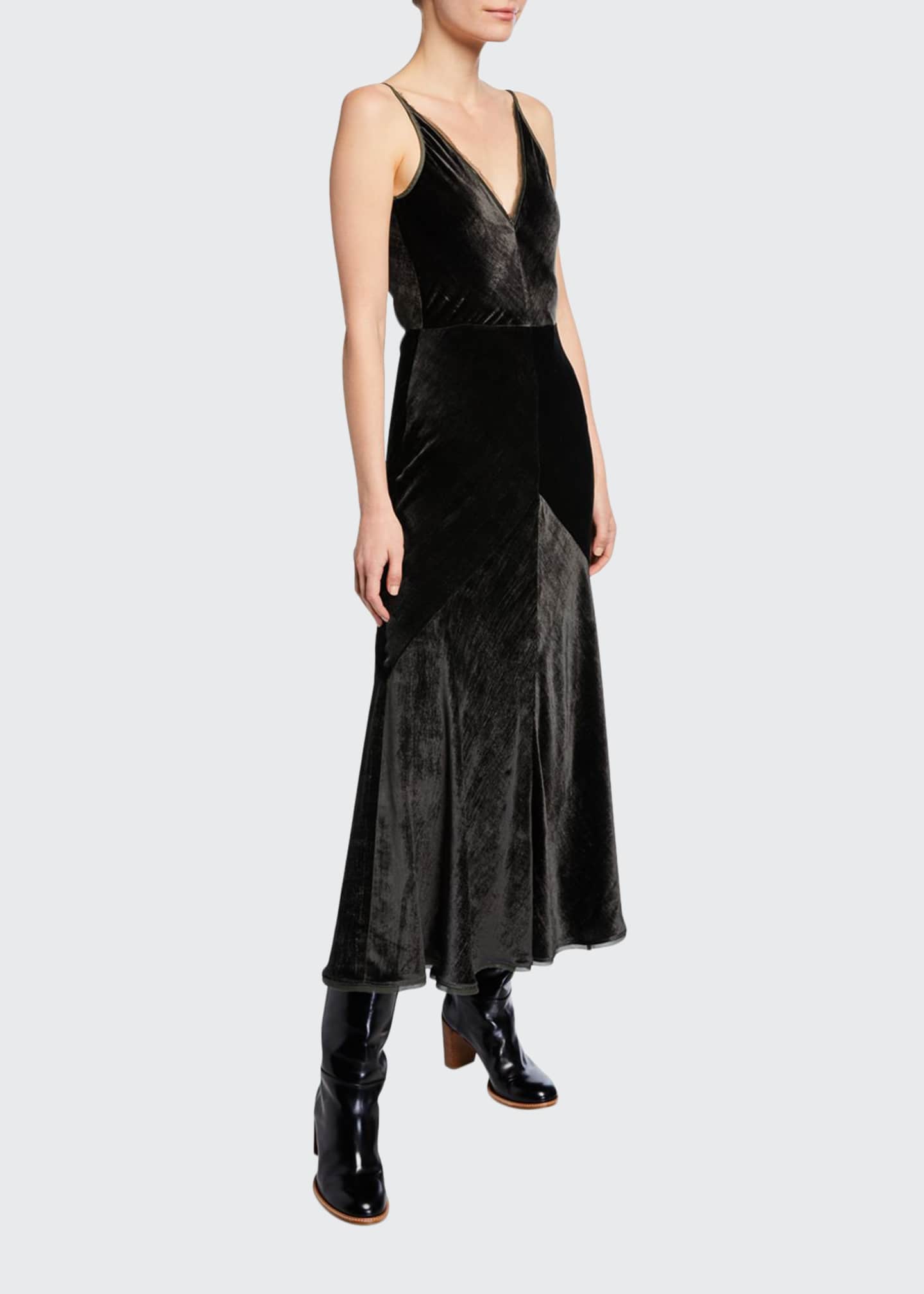 3.1 Phillip Lim Sleeveless Paneled Velvet Dress, Sapphire
