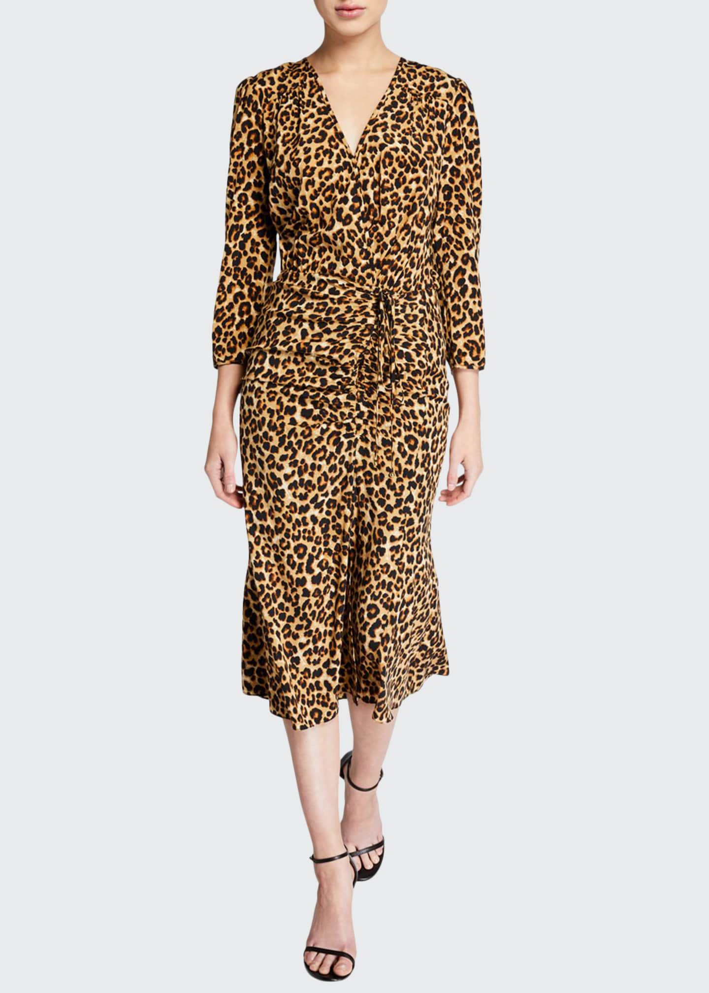 Veronica Beard Arielle Leopard-Print V-Neck Dress - Bergdorf Goodman