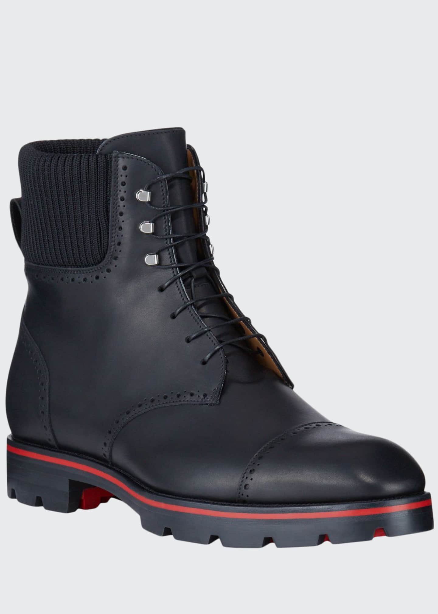 combat boots with red sole