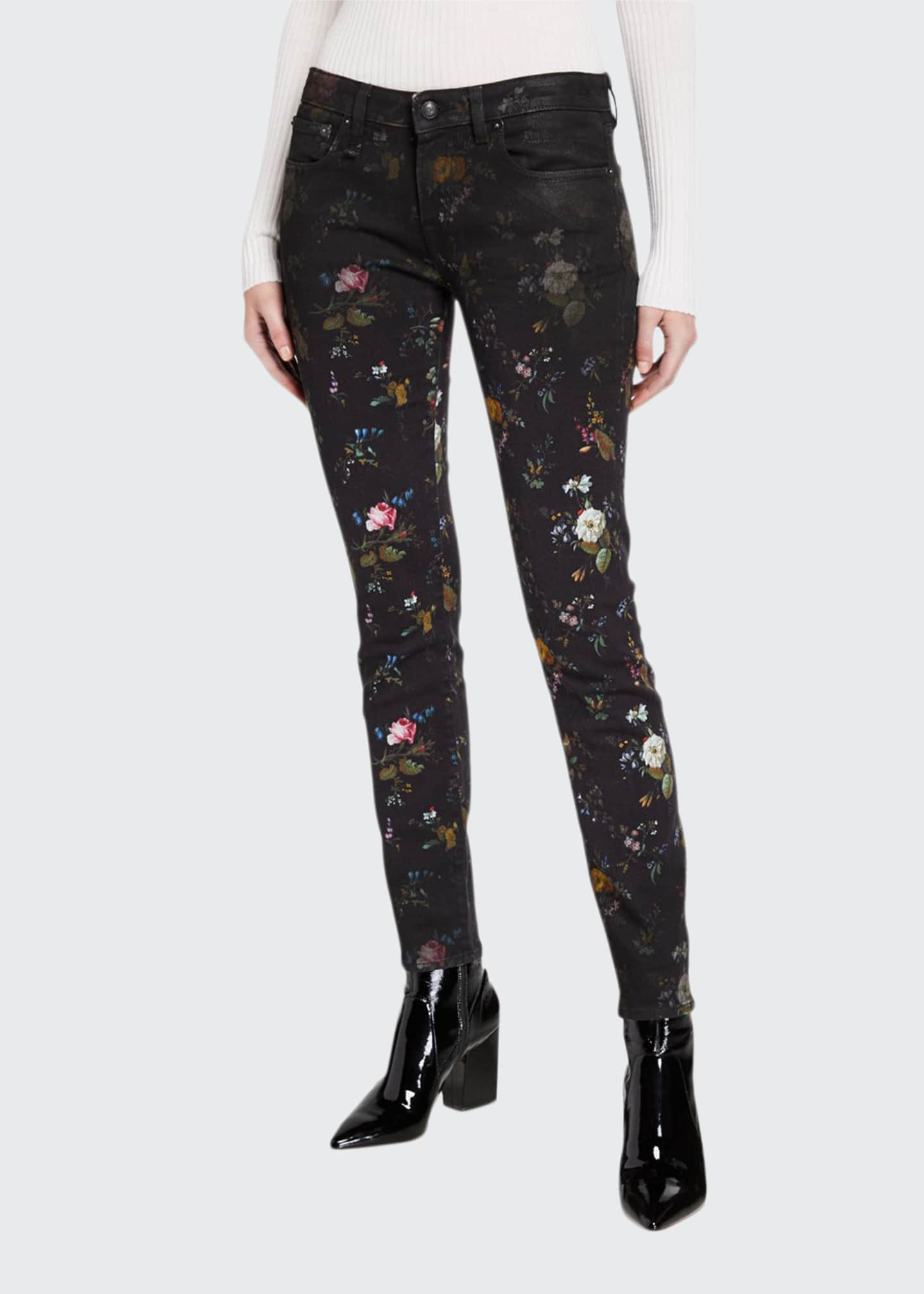 R13 Kate Mid-Rise Skinny Floral-Print Jeans - Bergdorf Goodman